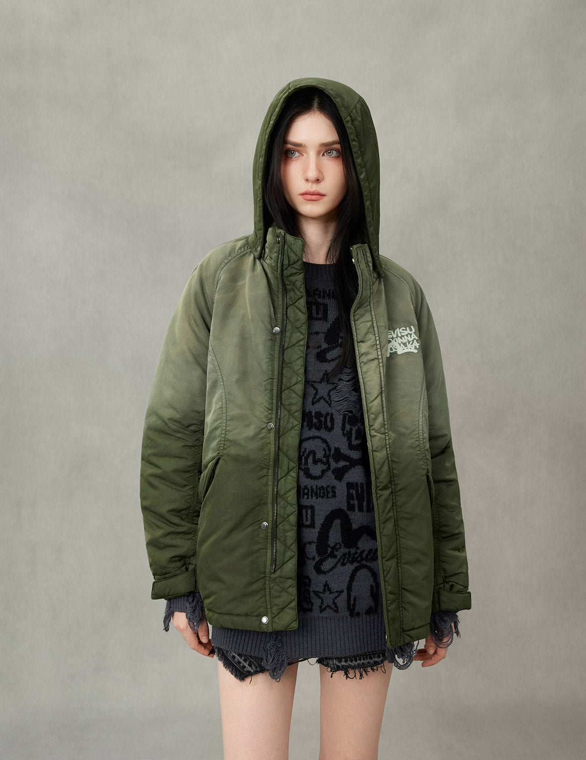 Logo and Slogan Embroidery Fashion Fit Jacket