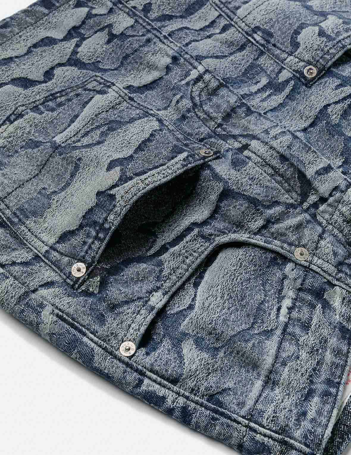 Allover Ishigaki Camouflage Jacquard Fashion Fit Denim Skirt