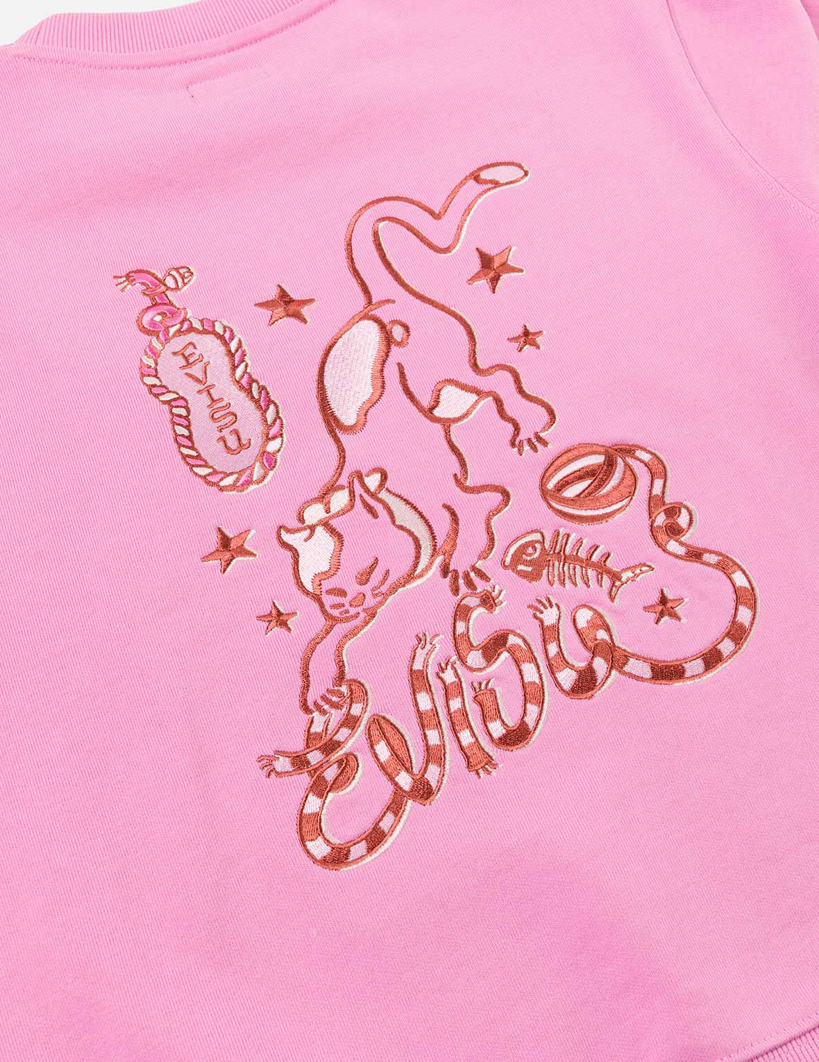 小猫和商标刺绣常规版型卫衣