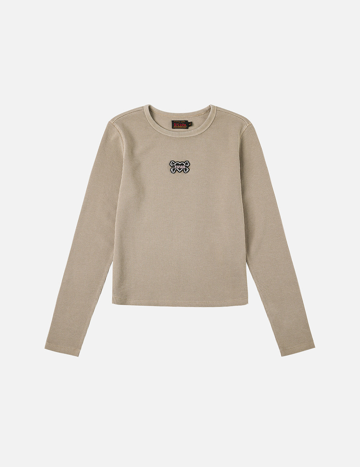 心形骷髅EVISU布贴绣时尚版型长袖上衣