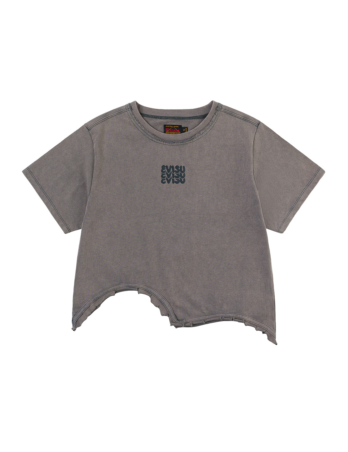 商标印花和破损细节时尚版型T恤