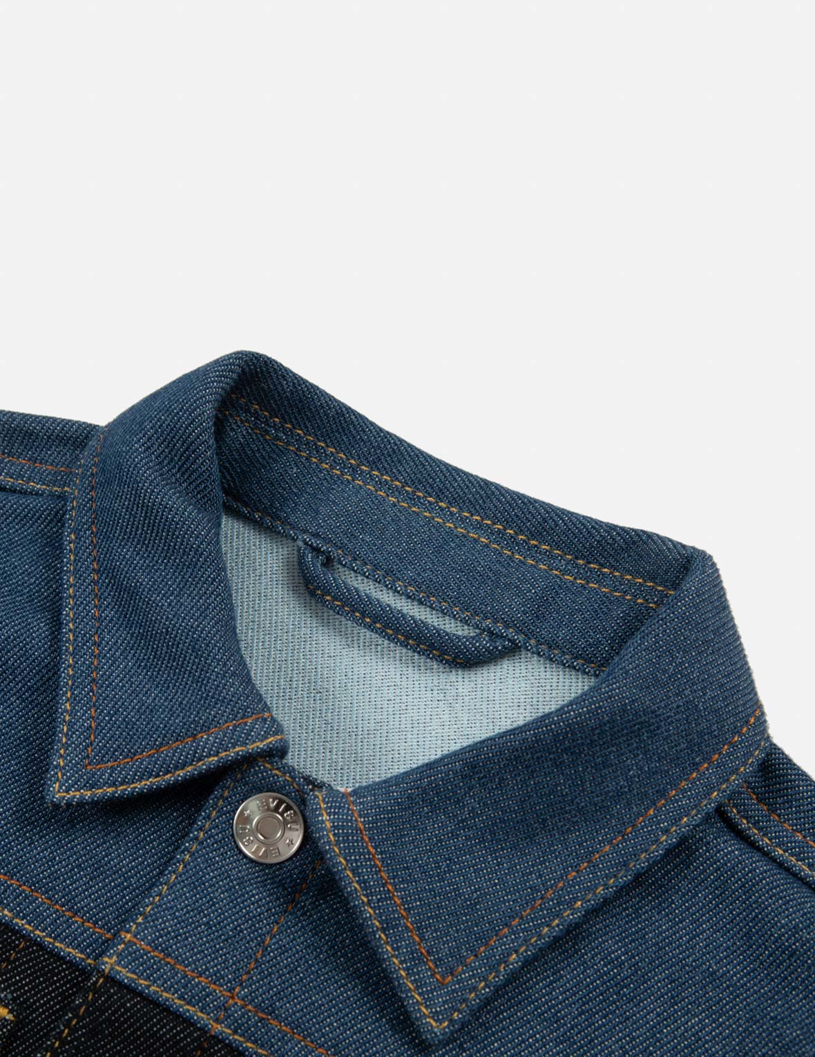 达磨大M印花常规版型拼布牛仔外套