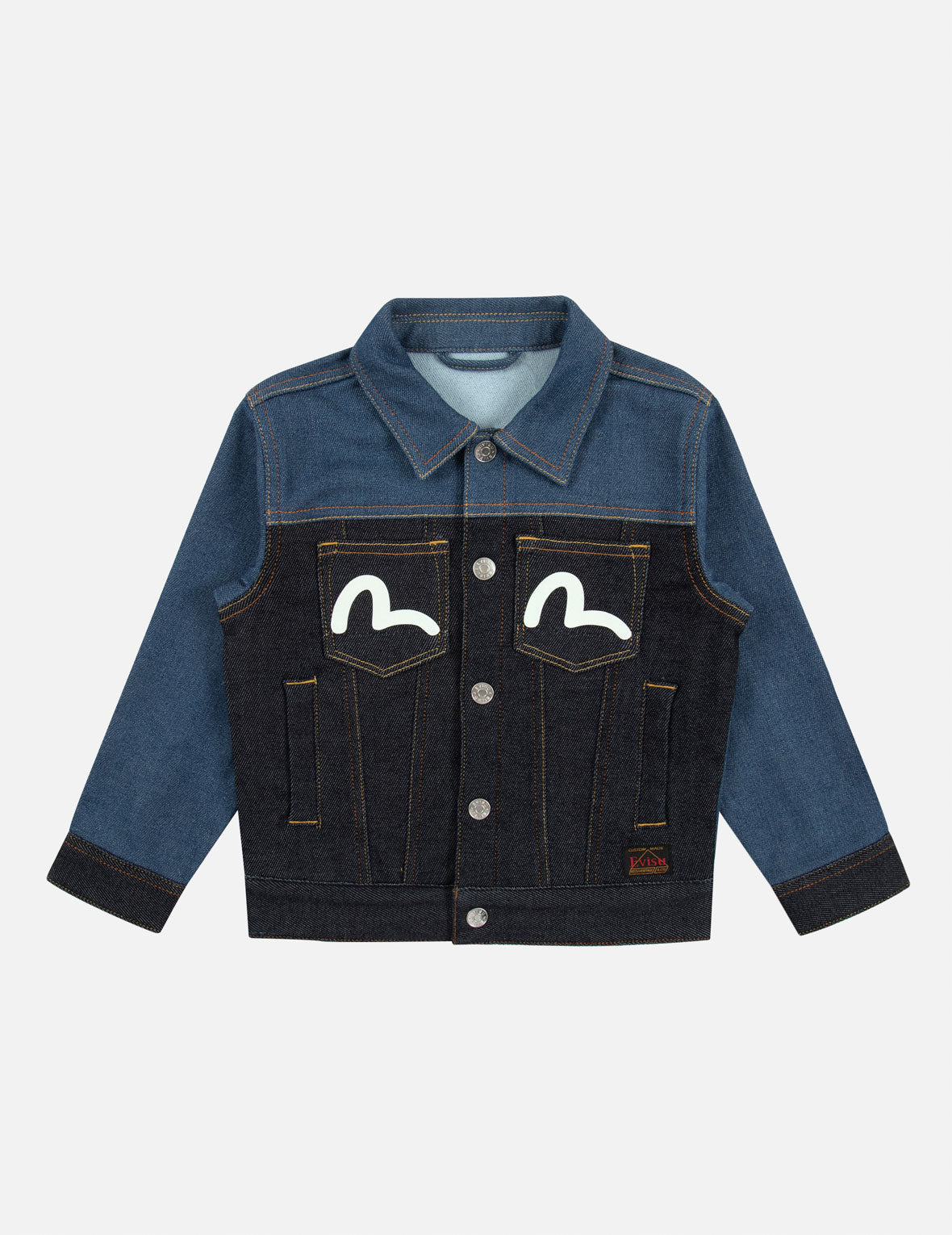 达磨大M印花常规版型拼布牛仔外套