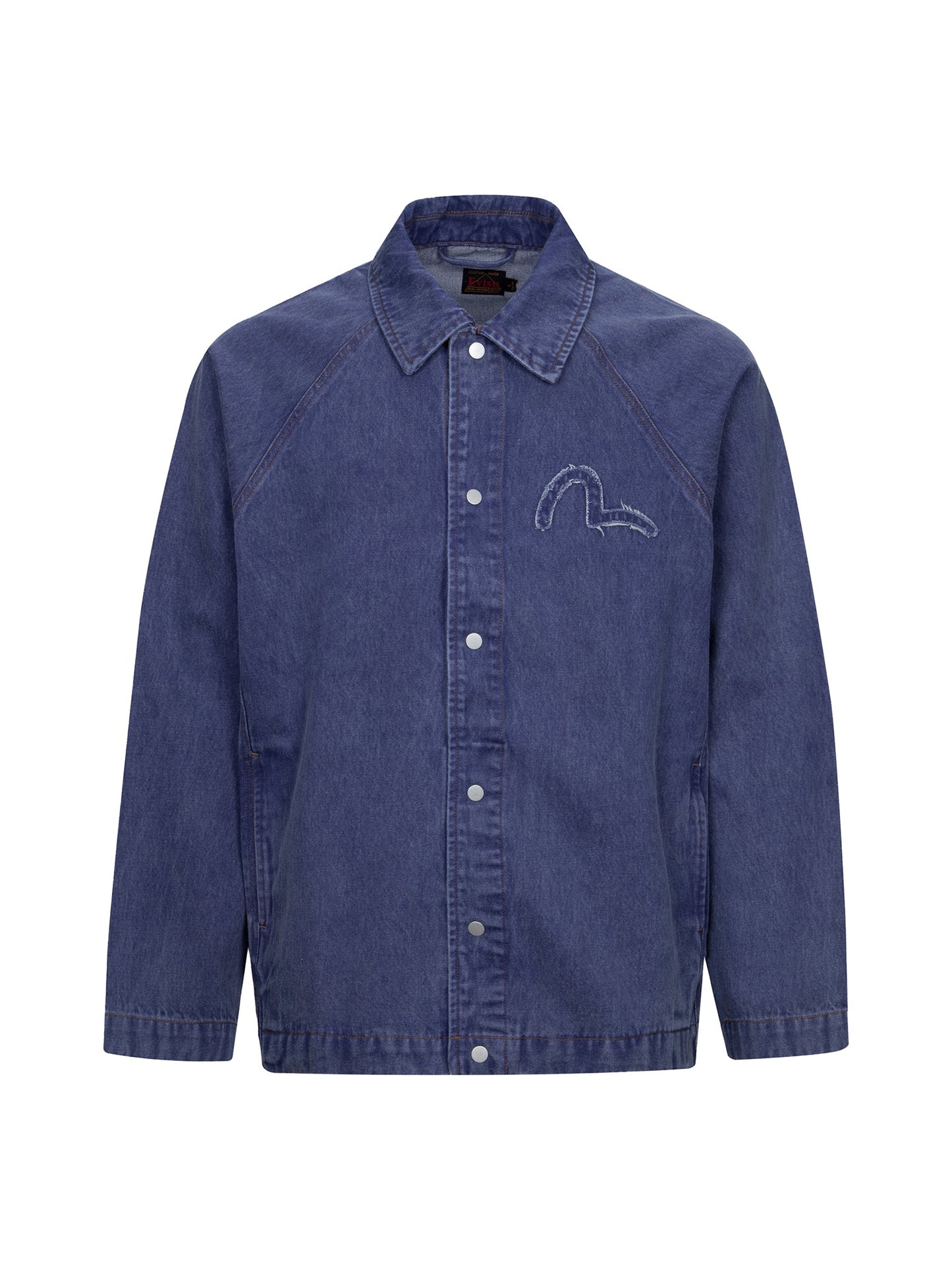 Seagull and Slogan Embroidery Oversized Denim Coach Jacket