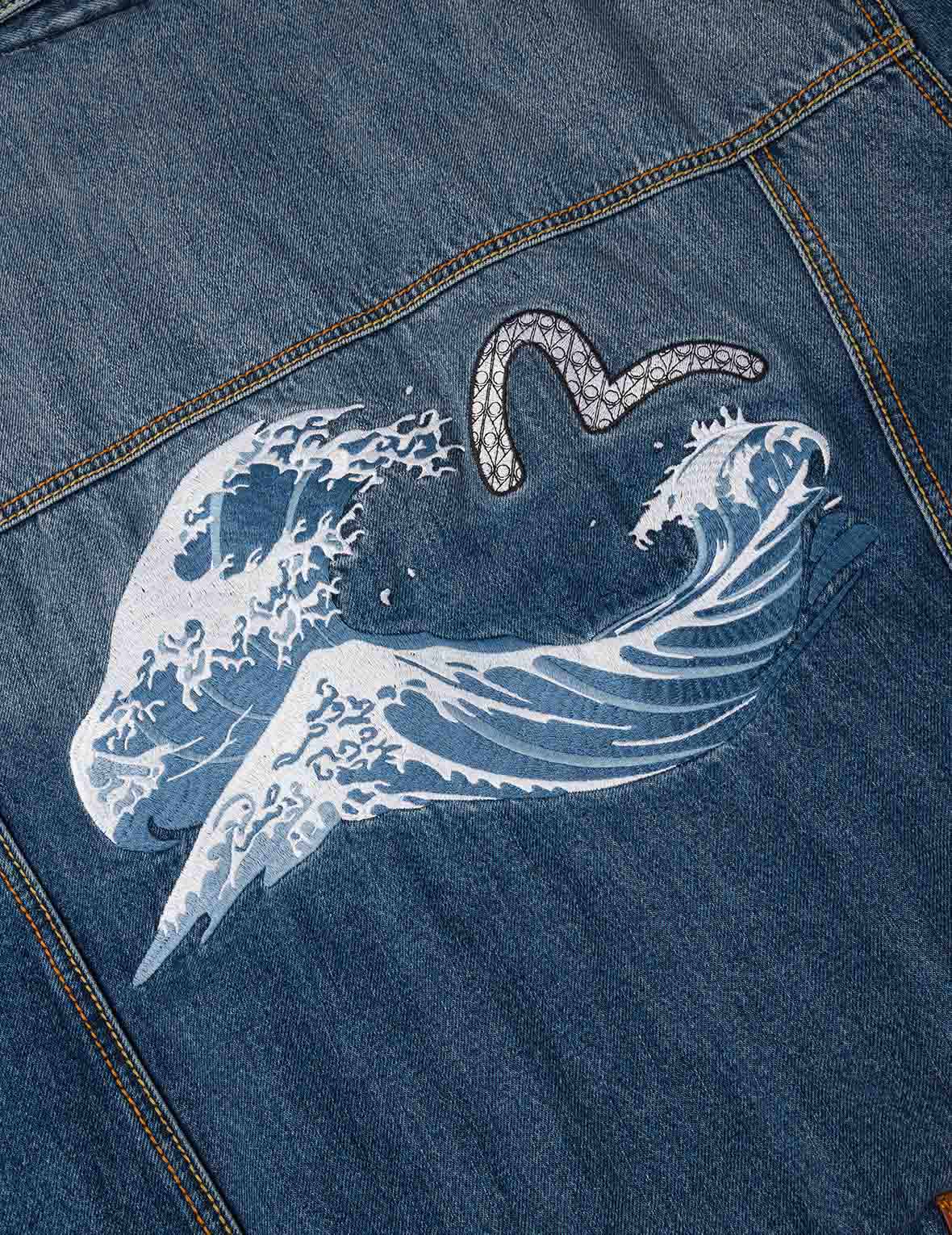 EVISU X MOOSE KNUCKLES Ukiyo-e Wave Denim Jacket