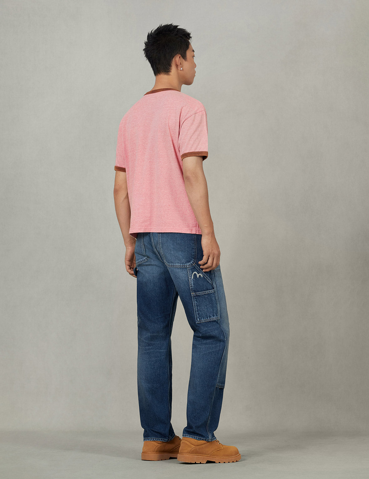 Washed Seagull and Logo Print Regular Fit Ringer T-shirt