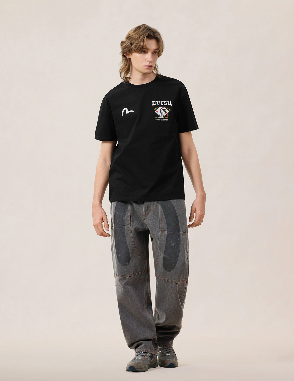 大M染色侧袋牛仔裤