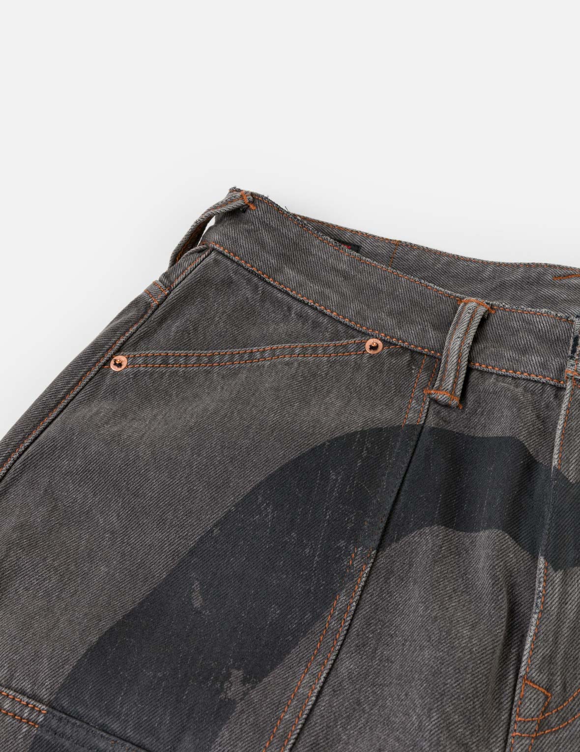 大M染色侧袋牛仔裤