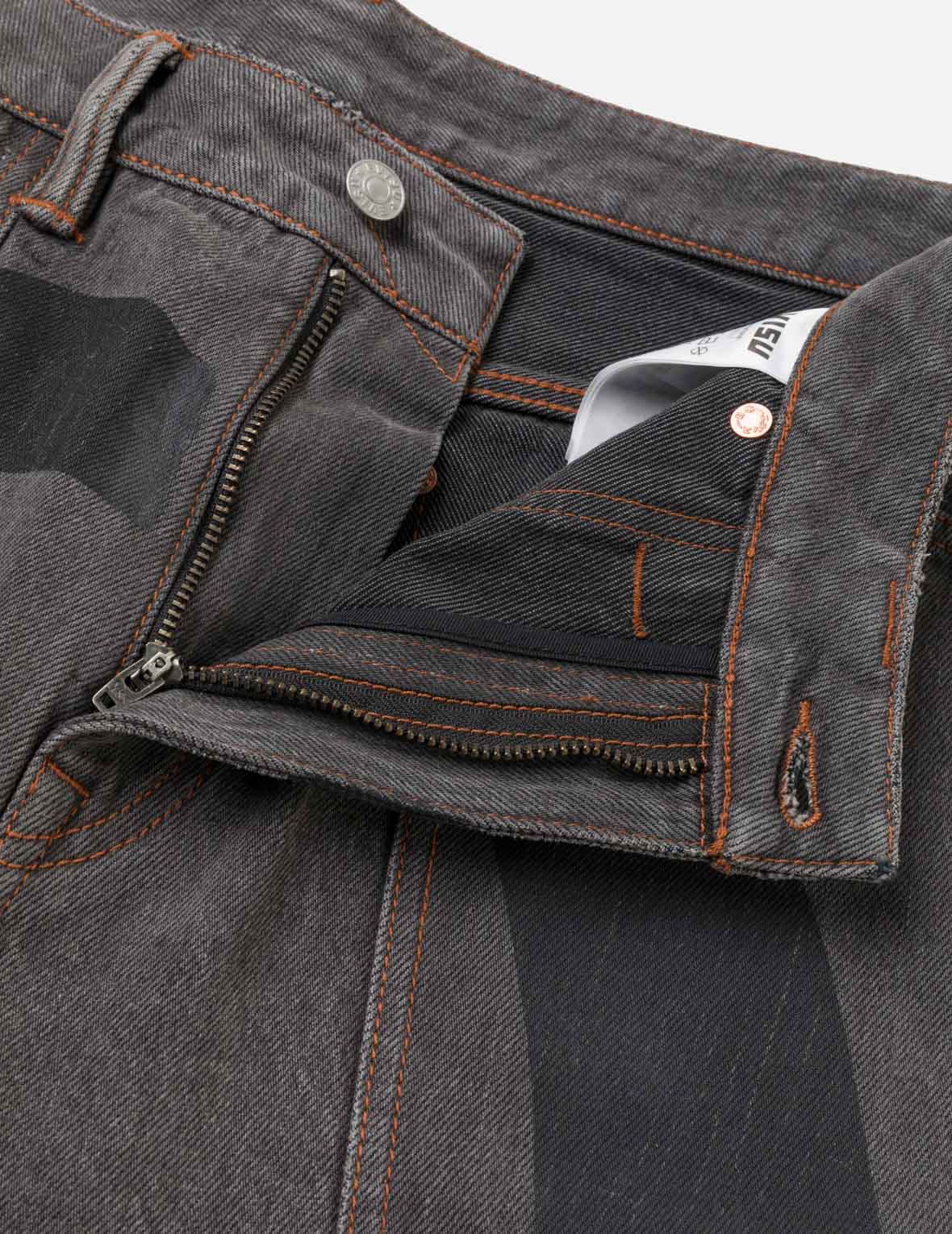 大M染色侧袋牛仔裤