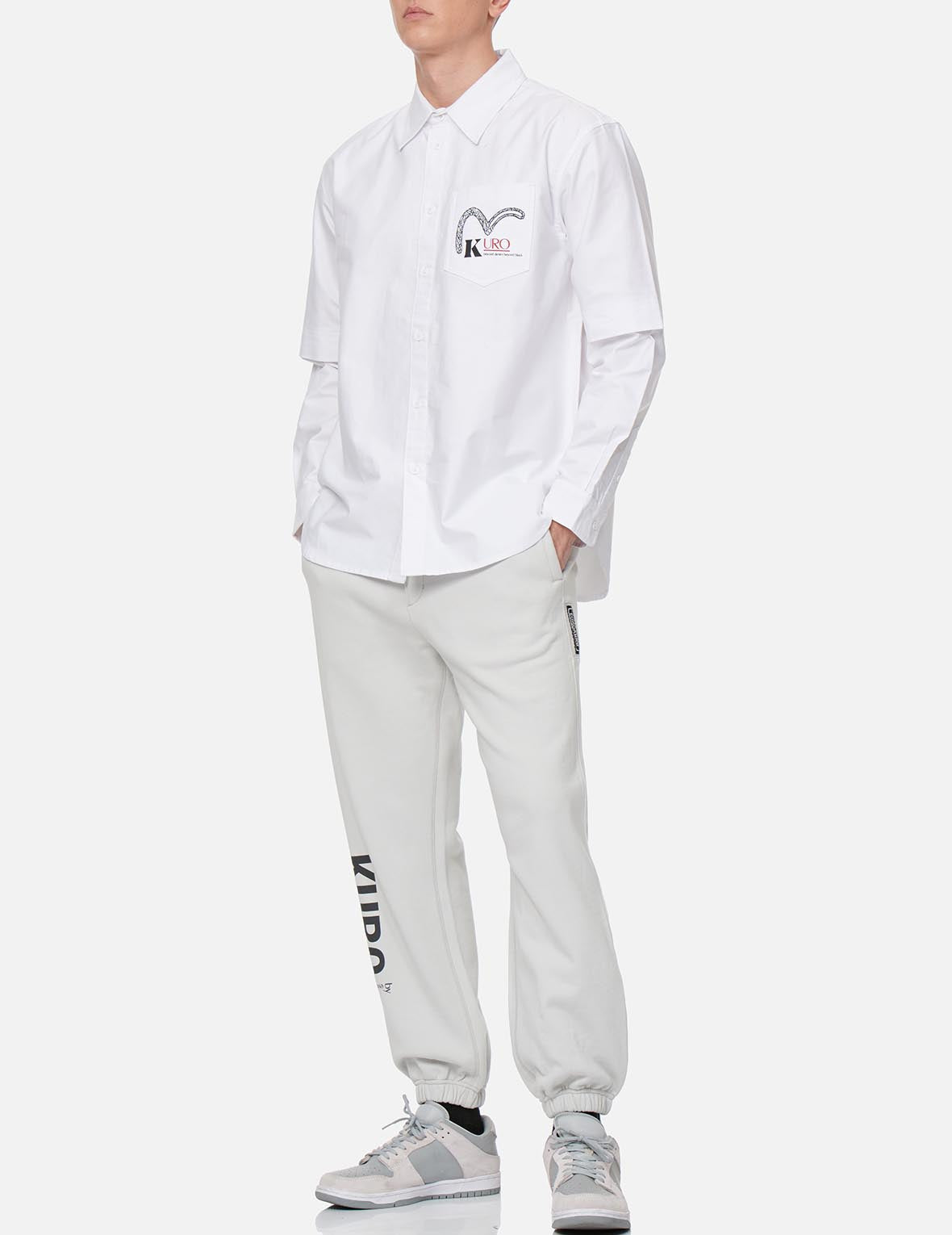 Multi Logo Print Mock 2-in-1 Shirt