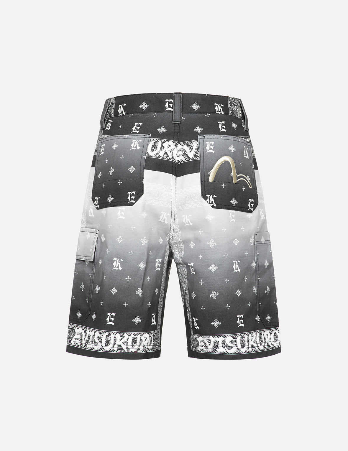 渐变腰果花满地图案錐形短裤