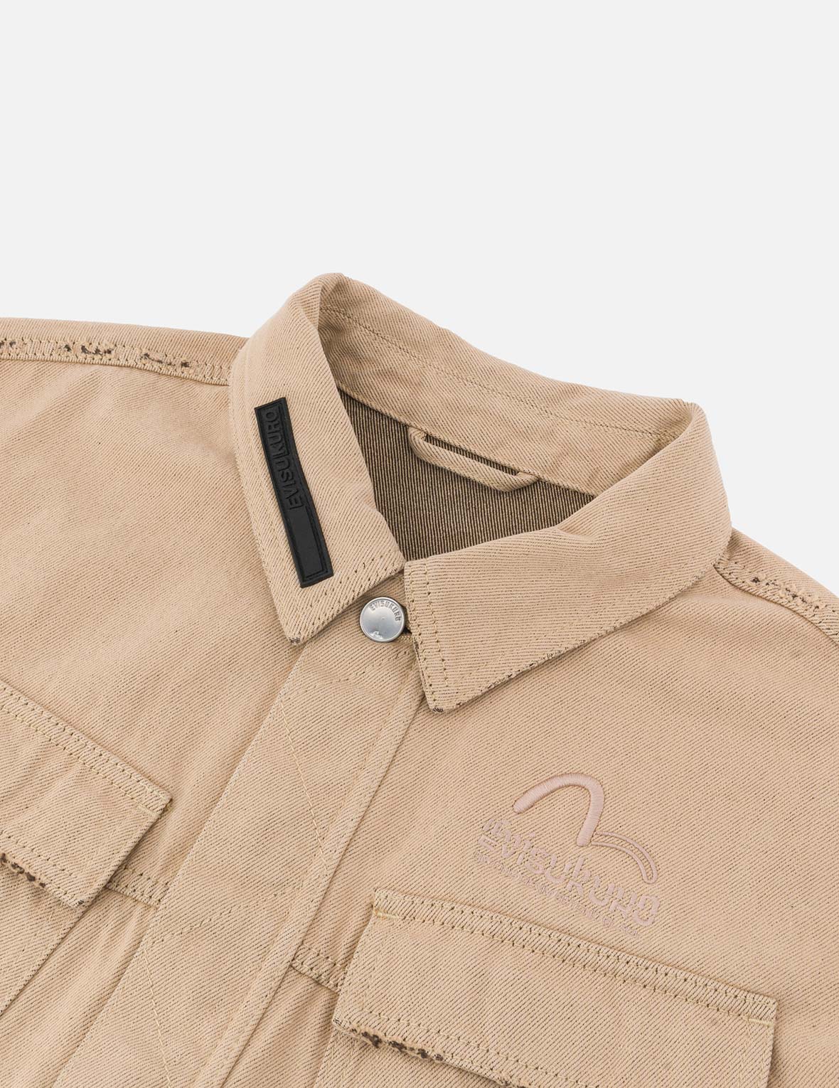 Two Tone Distressed Relax Fit Trucker Jacket