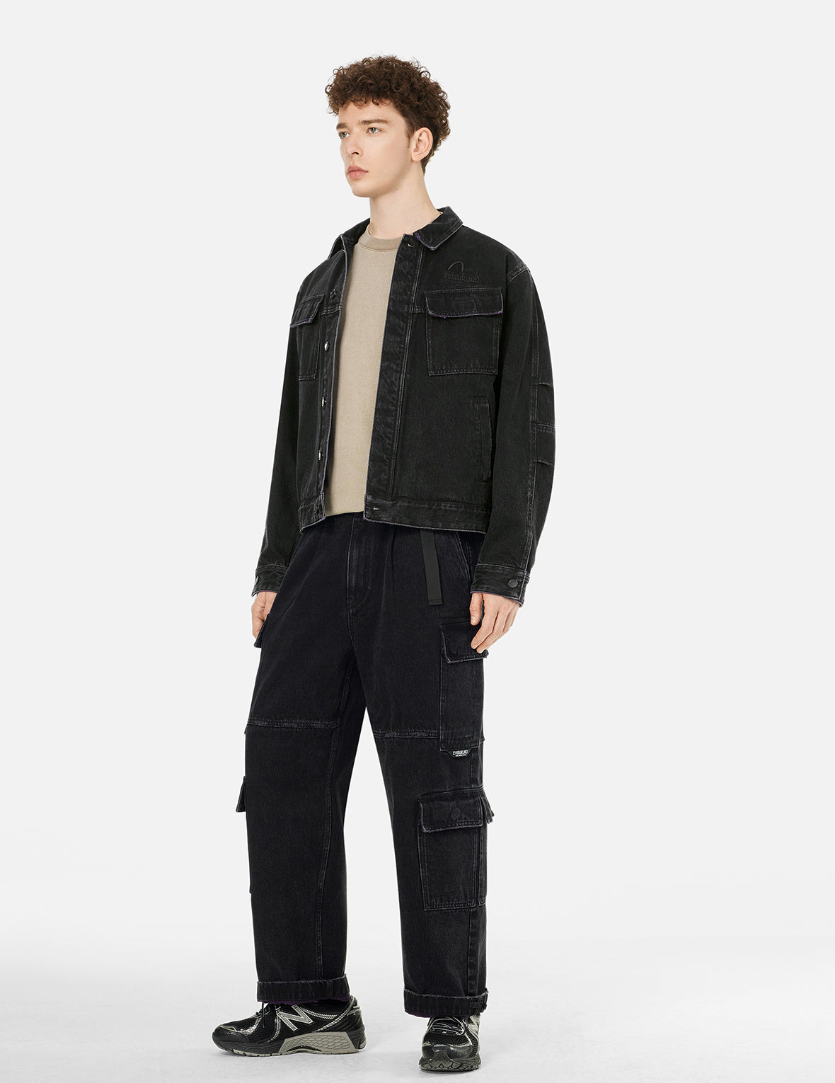 Two Tone Distressed Relax Fit Trucker Jacket