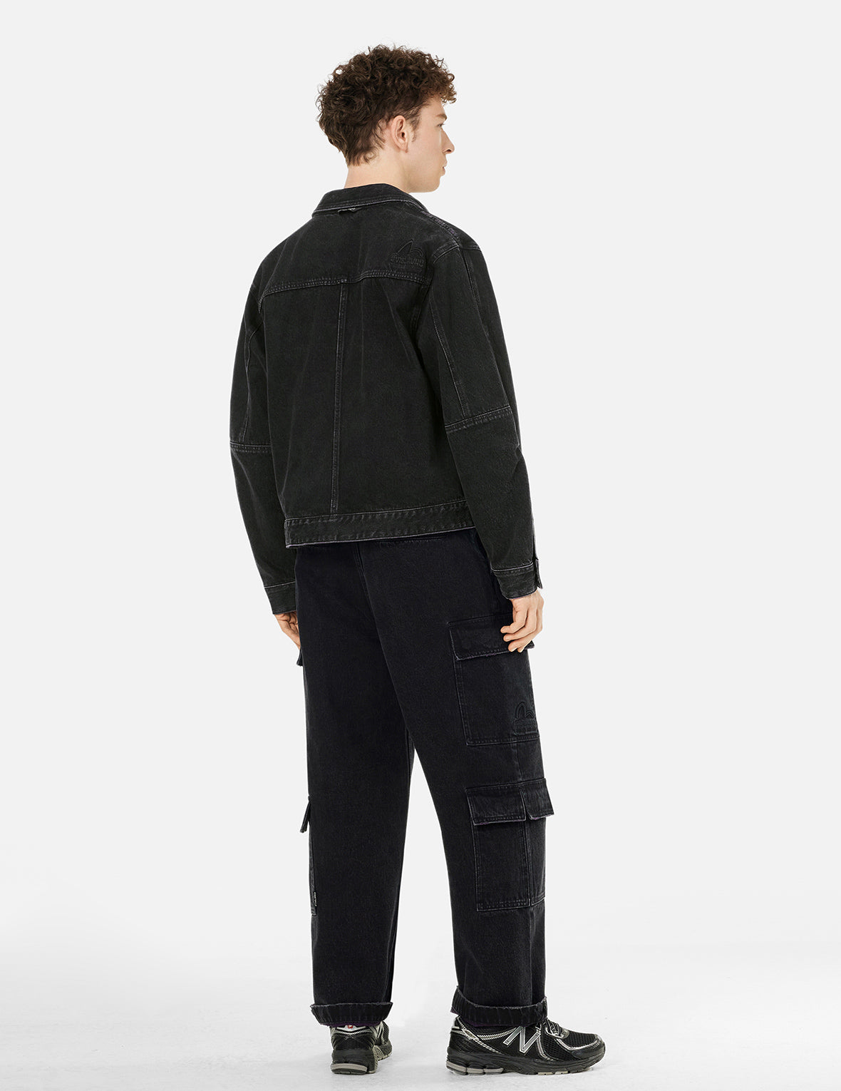 Two Tone Distressed Relax Fit Trucker Jacket