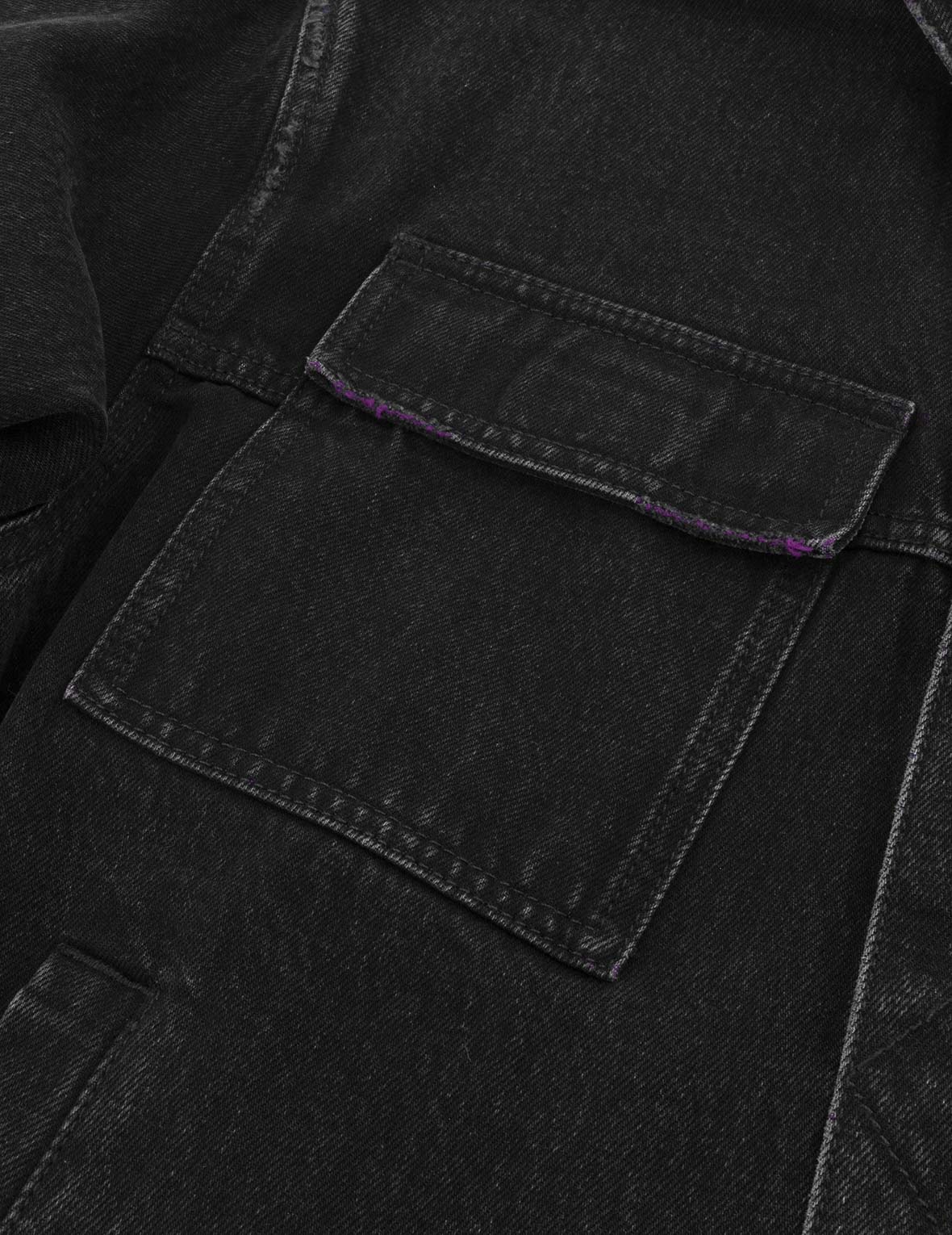 Two Tone Distressed Relax Fit Trucker Jacket