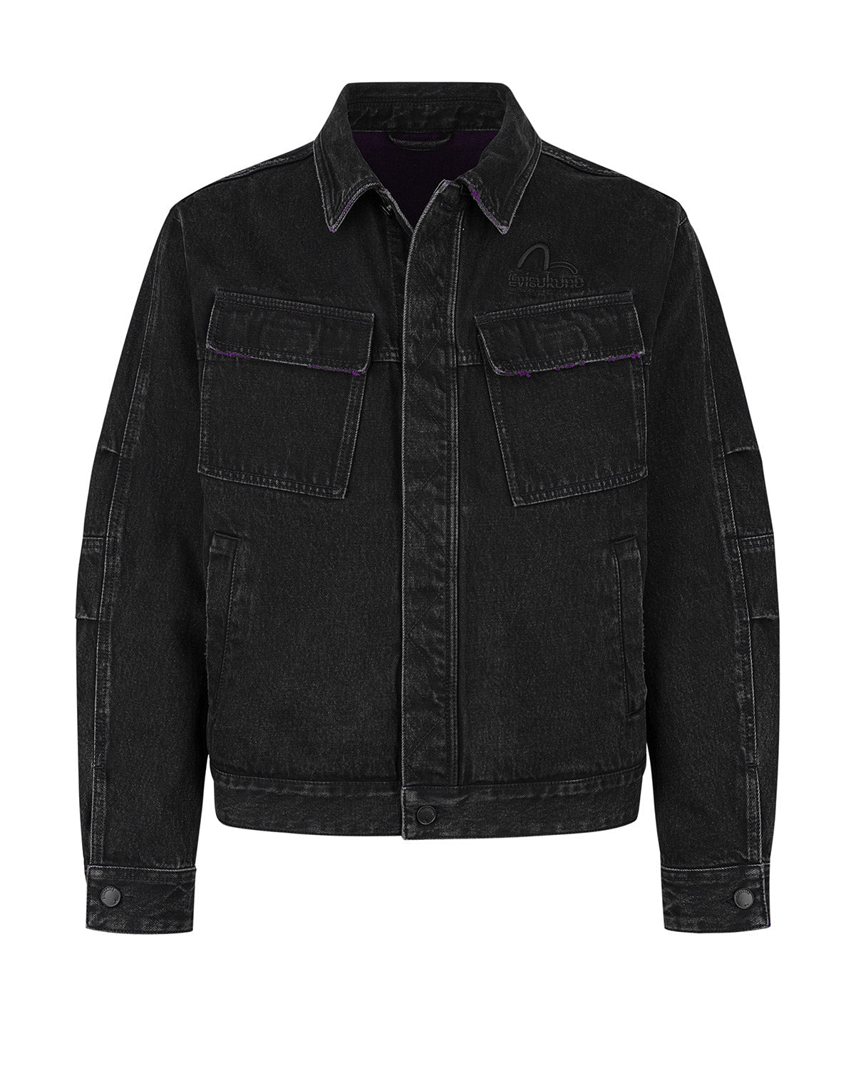 Two Tone Distressed Relax Fit Trucker Jacket