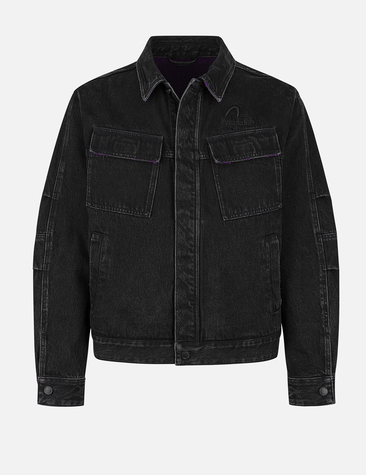 Two Tone Distressed Relax Fit Trucker Jacket
