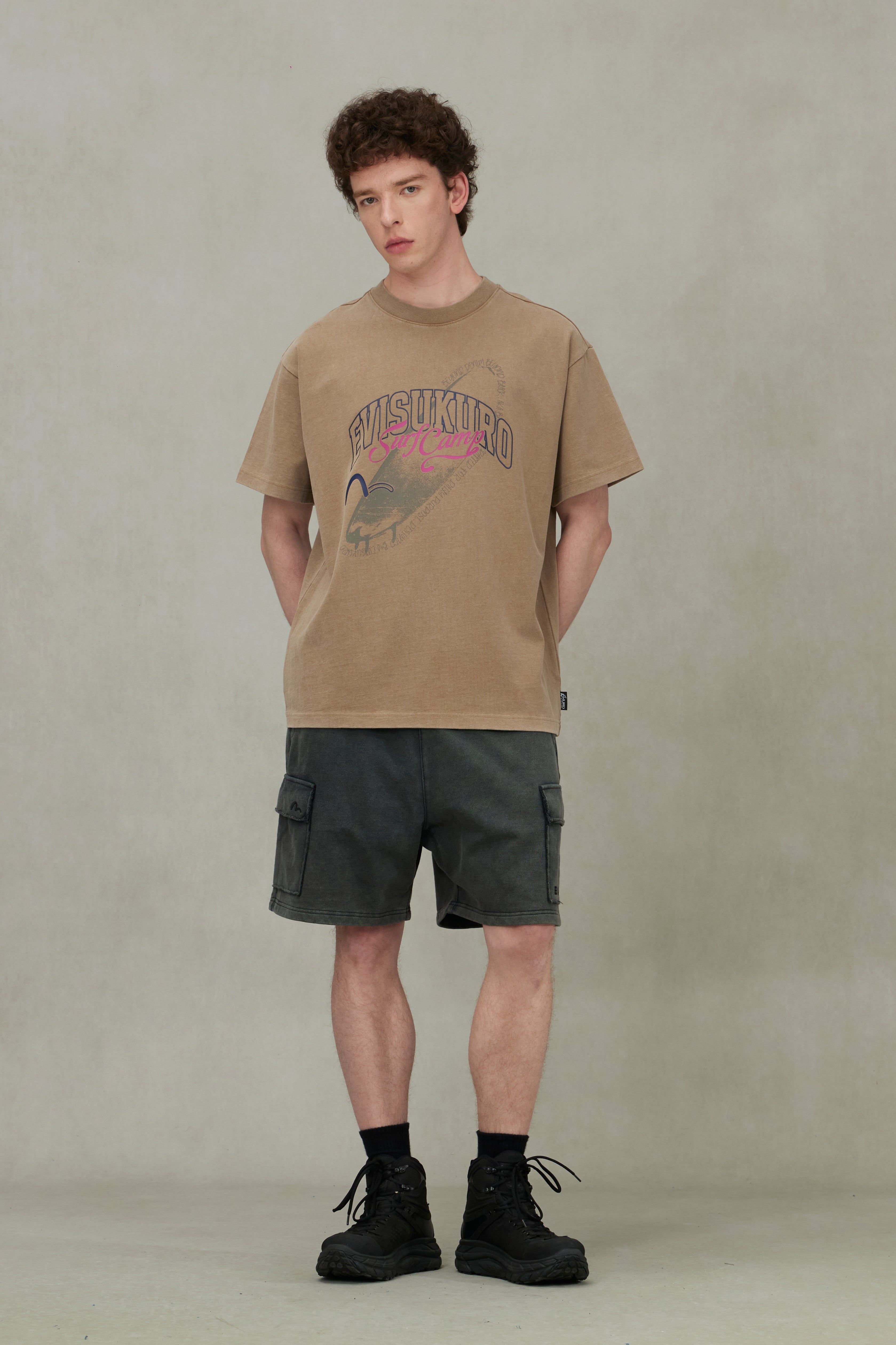 Seagull and Logo Embroidery Relax Fit Sun-Dried Finish Sweatshorts