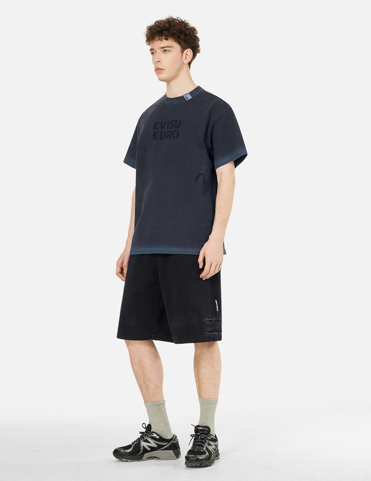 Seagull and Logo Print Washed Relax Fit T-Shirt