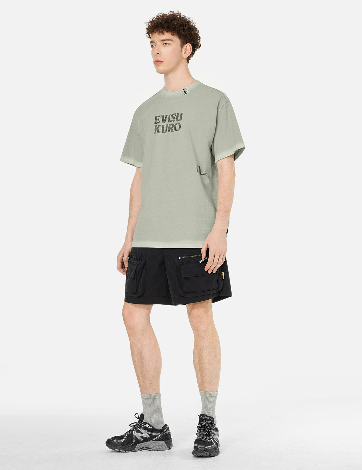 Seagull and Logo Print Washed Relax Fit T-Shirt