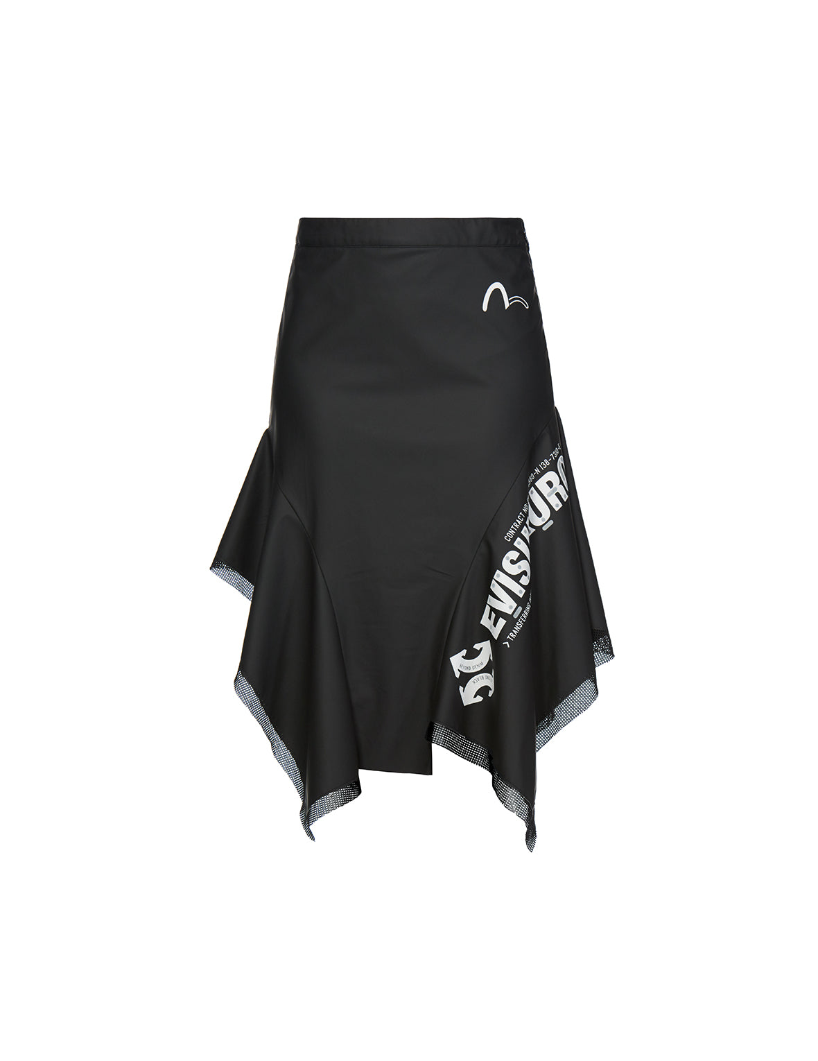 Mesh Trim Asymmetric A-line Skirt
