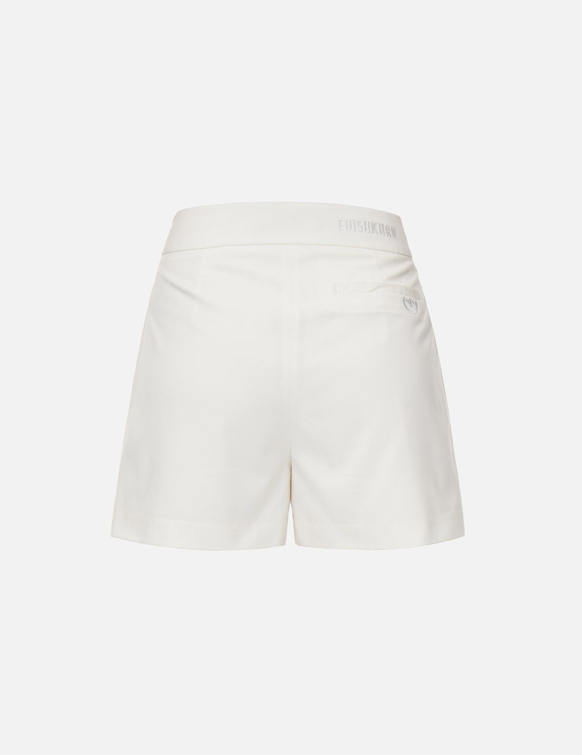 Partial Leather Buckle Belt Shorts