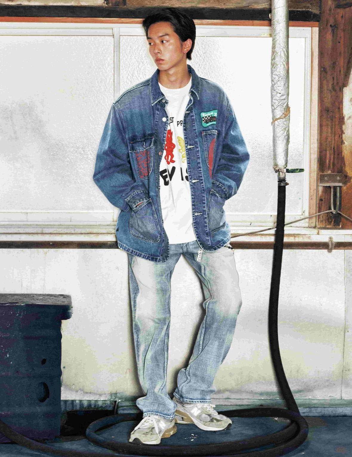 Light-washed Seagull Print Regular Fit Jeans #2020