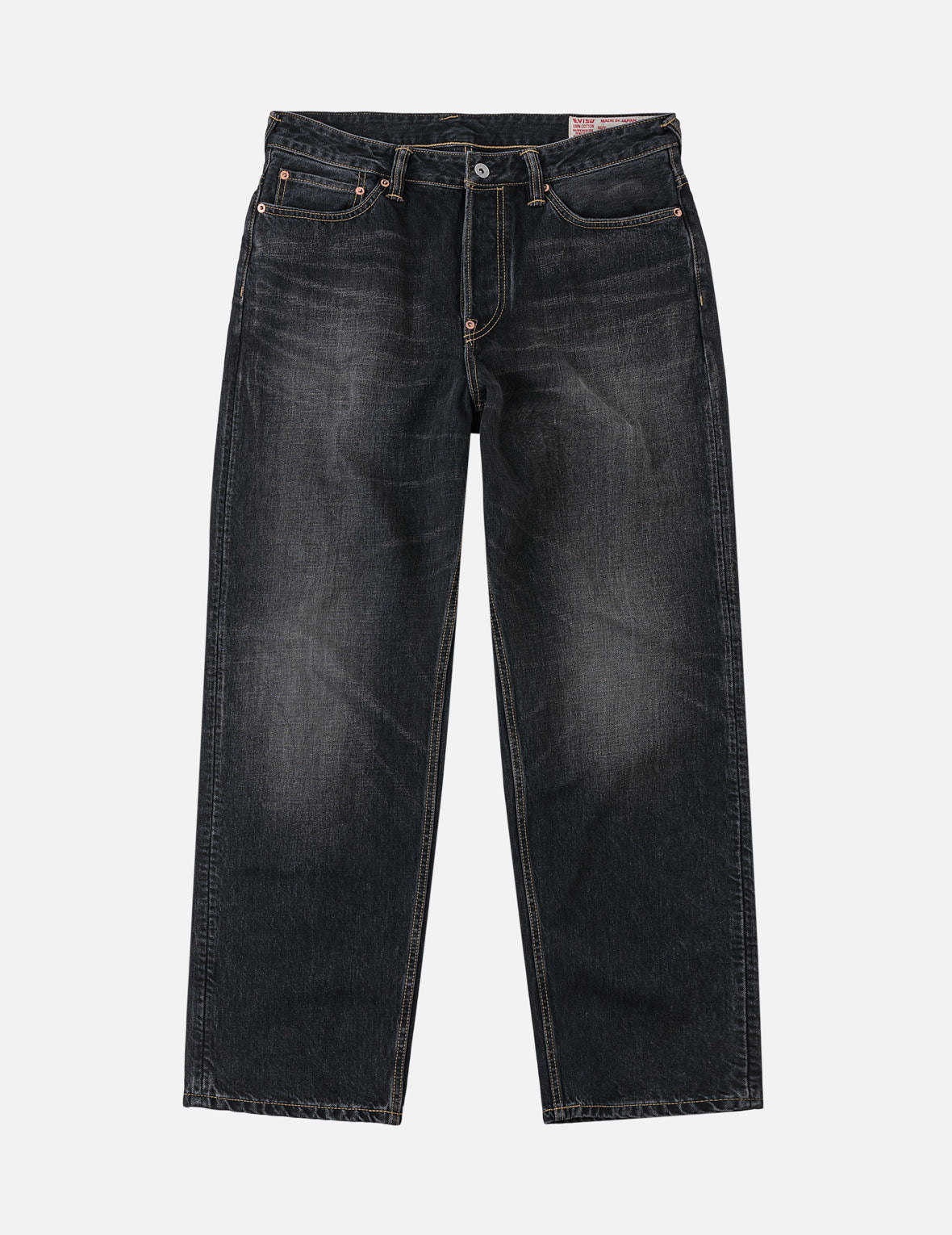 Black Washed Seagull Print Relax Fit Jeans #2030