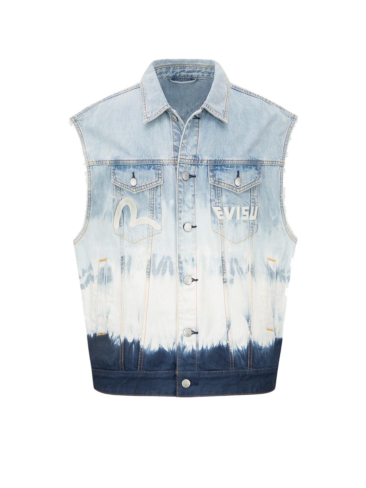 Daicock Insert Tie-dye Denim Vest