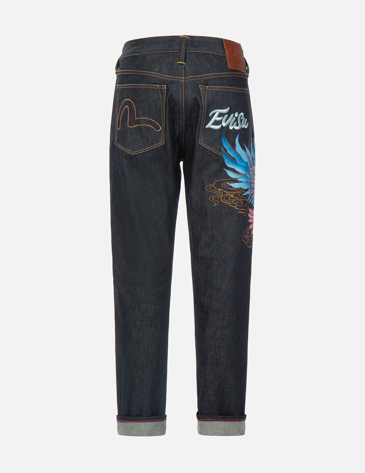 Seagull and Eagle Embroidery Cropped Taper Fit Jeans #2017