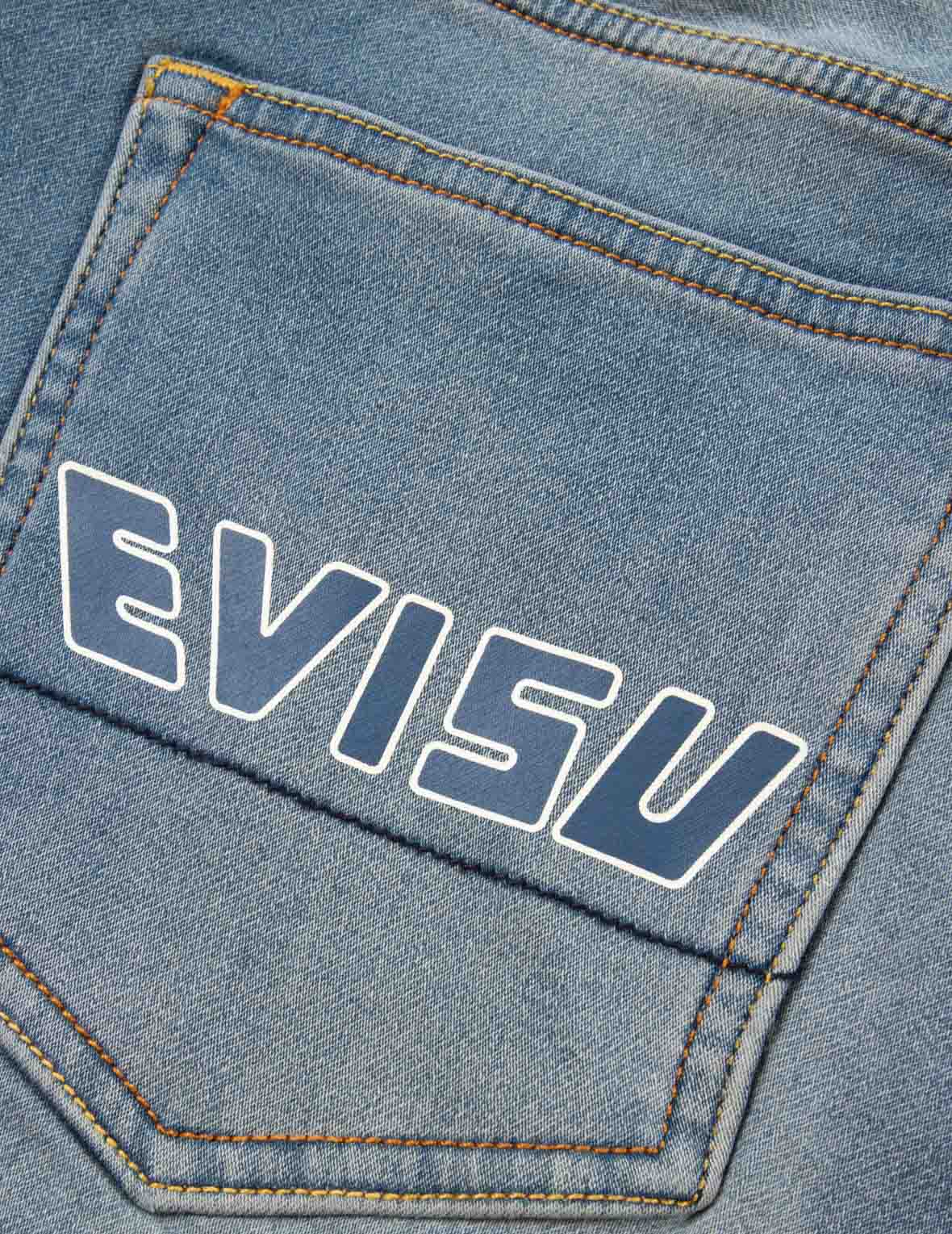 家花印花口袋休闲宽版牛仔裤