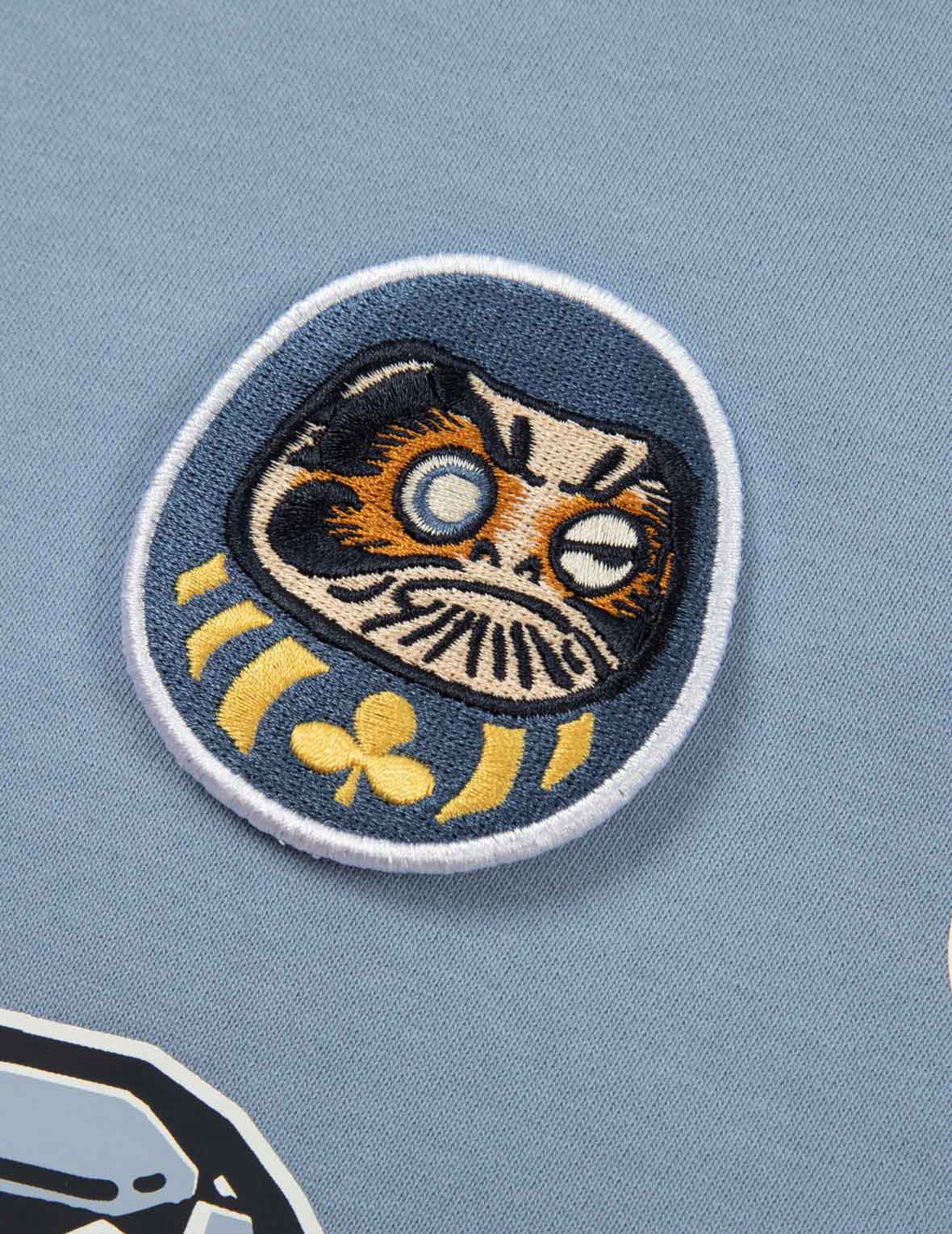 Daruma and Godhead Embroidered Badges Relax Fit Hoodie
