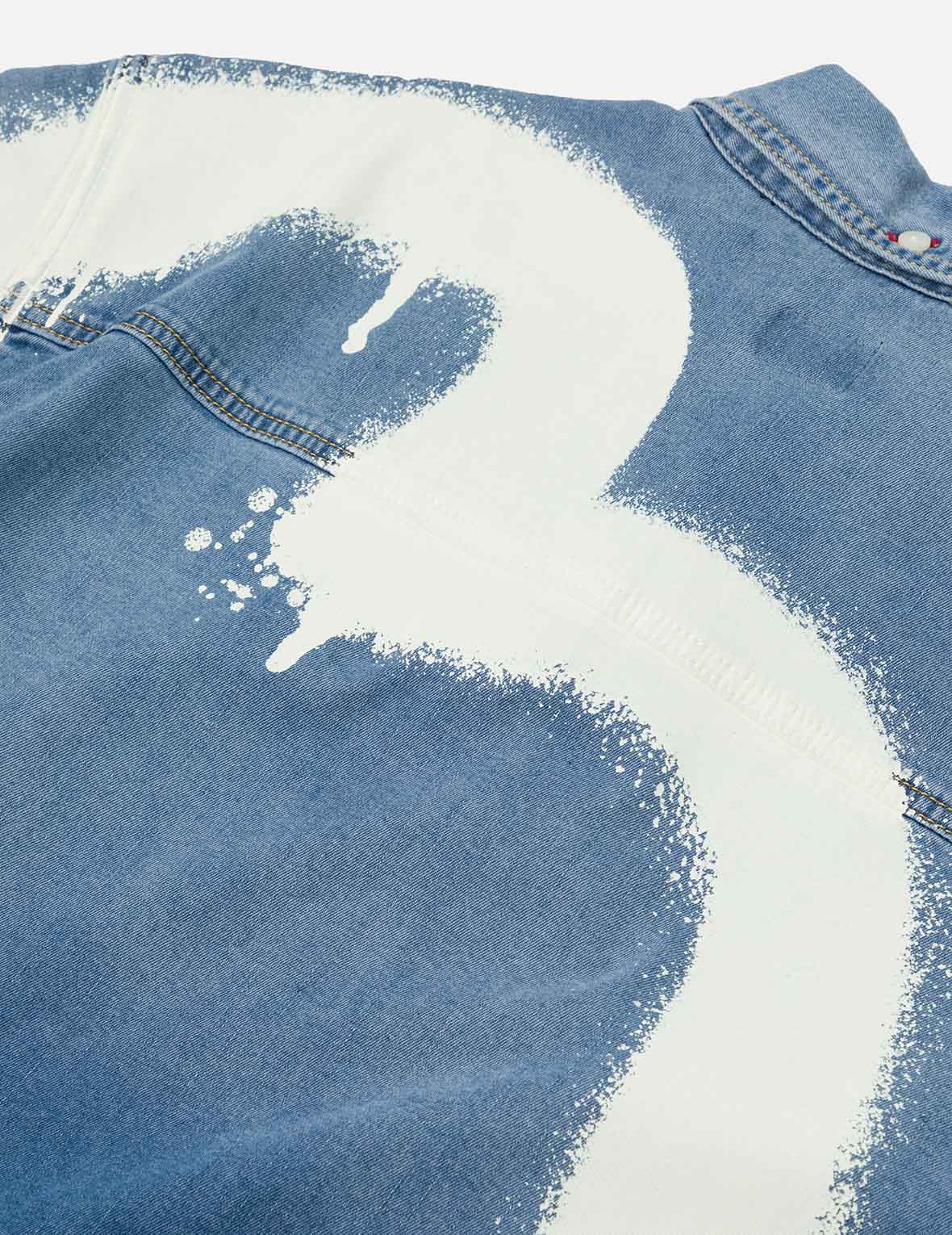 Graffiti Daicock Print Relax Fit Denim Short-Sleeves Shirt