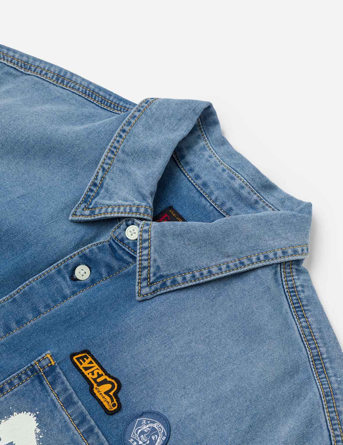 Graffiti Daicock Print Relax Fit Denim Short-Sleeves Shirt