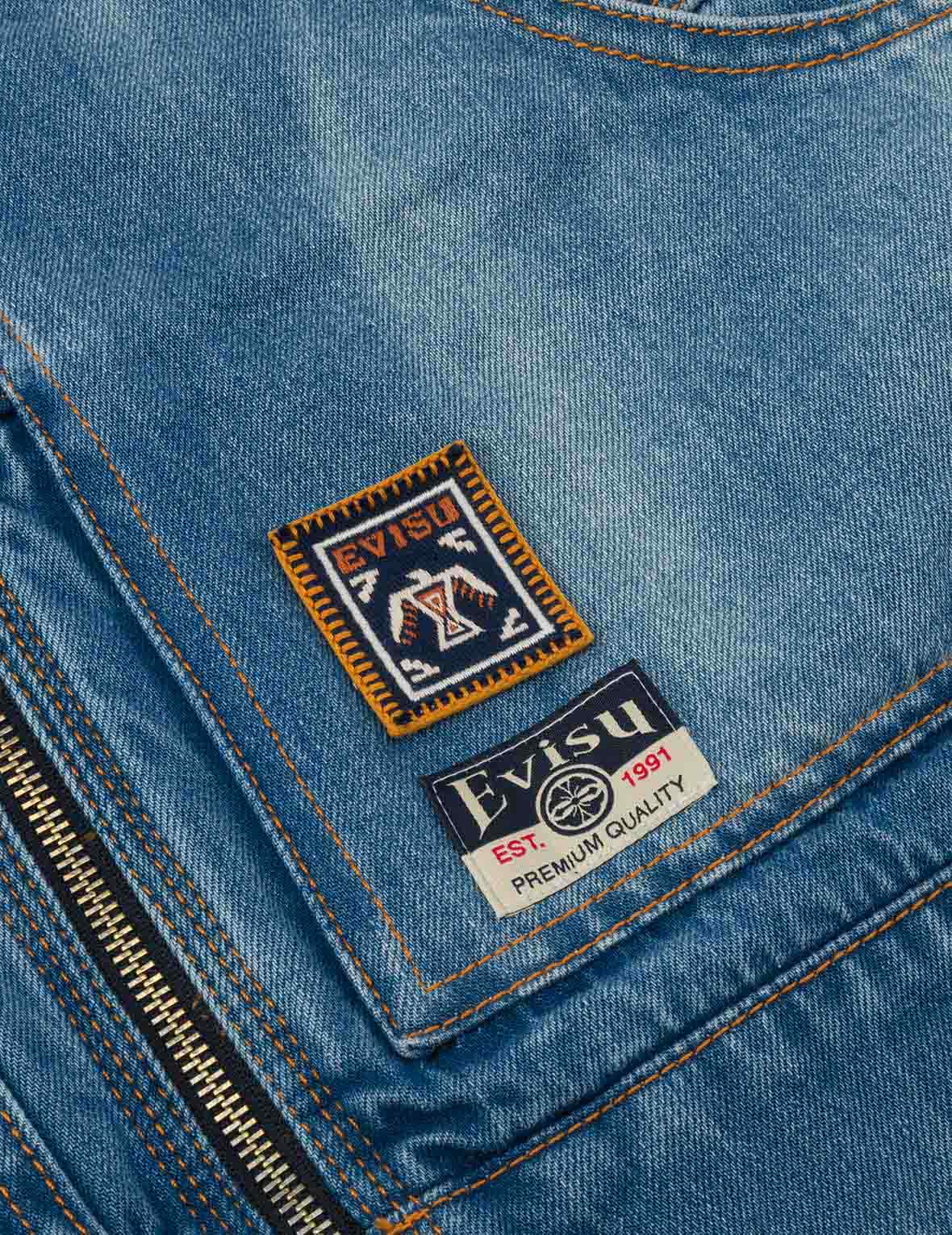 Emboss Kamon Relax Fit Worker Denim Jacket