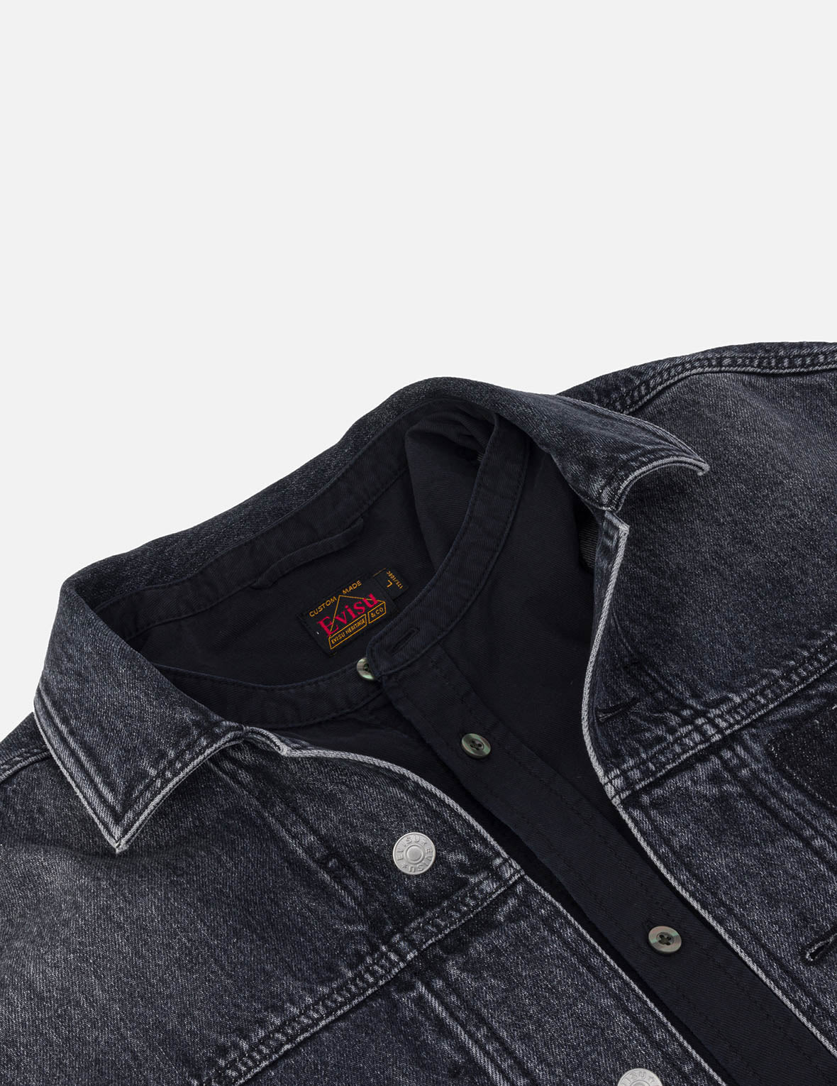 Daicock and Seagull Print Relax Fit 2-in-1 Denim Worker Shirt Jacket