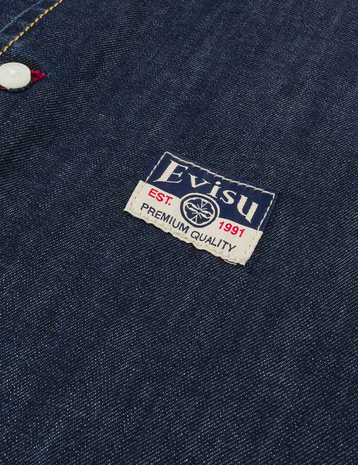 织锦贴布多口袋宽版休闲牛仔衬衫