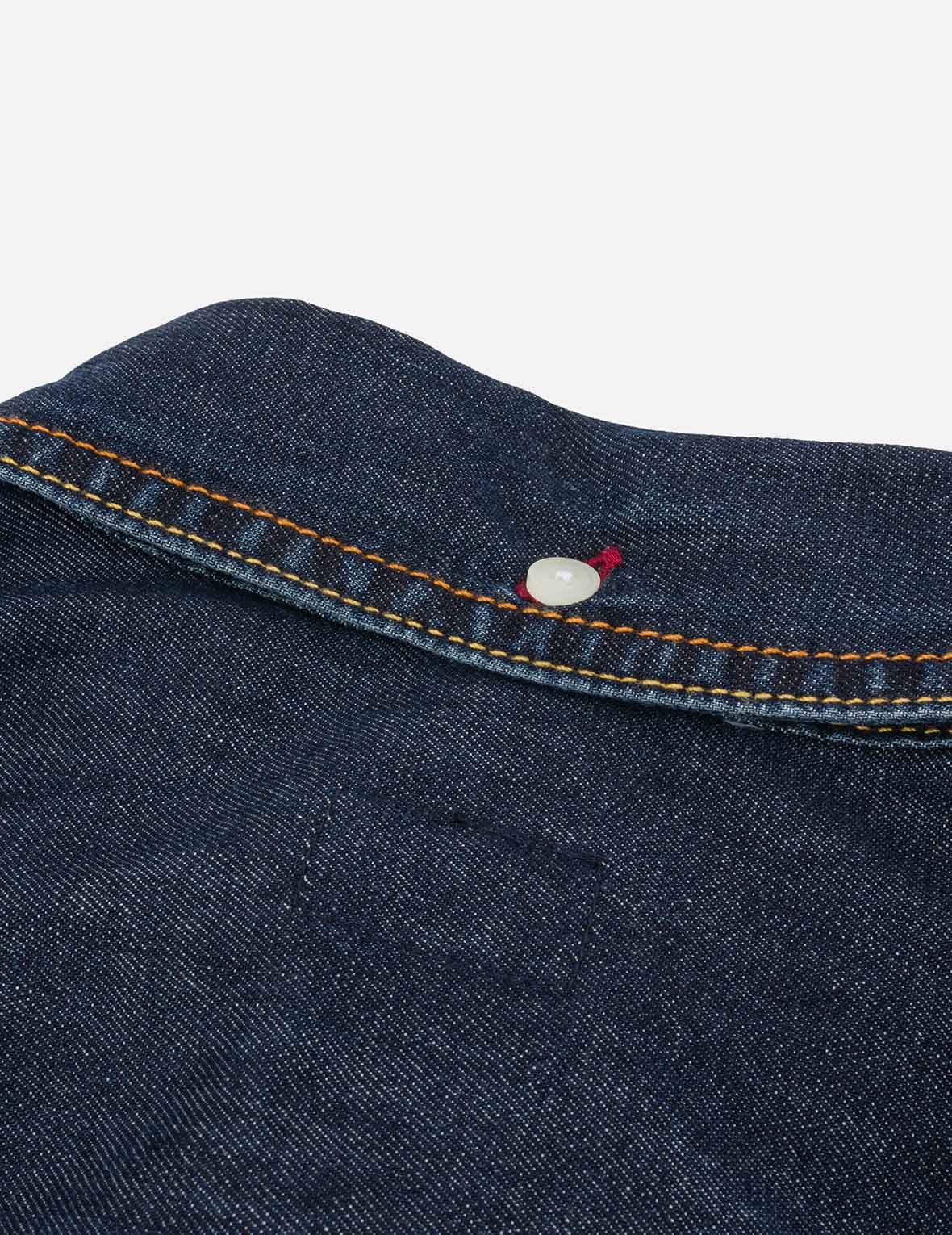 织锦贴布多口袋宽版休闲牛仔衬衫