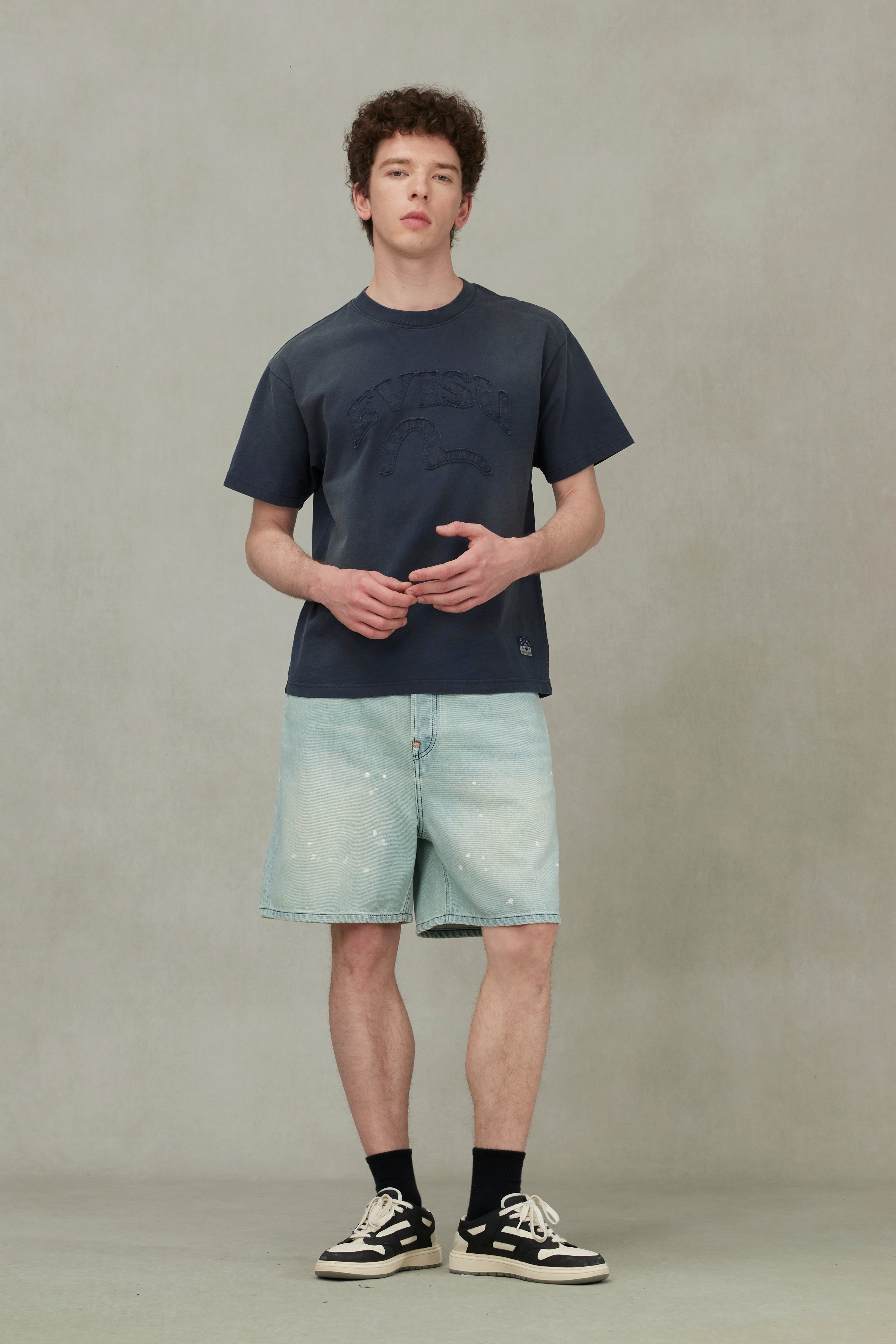Daicock Print Oversized Denim Shorts