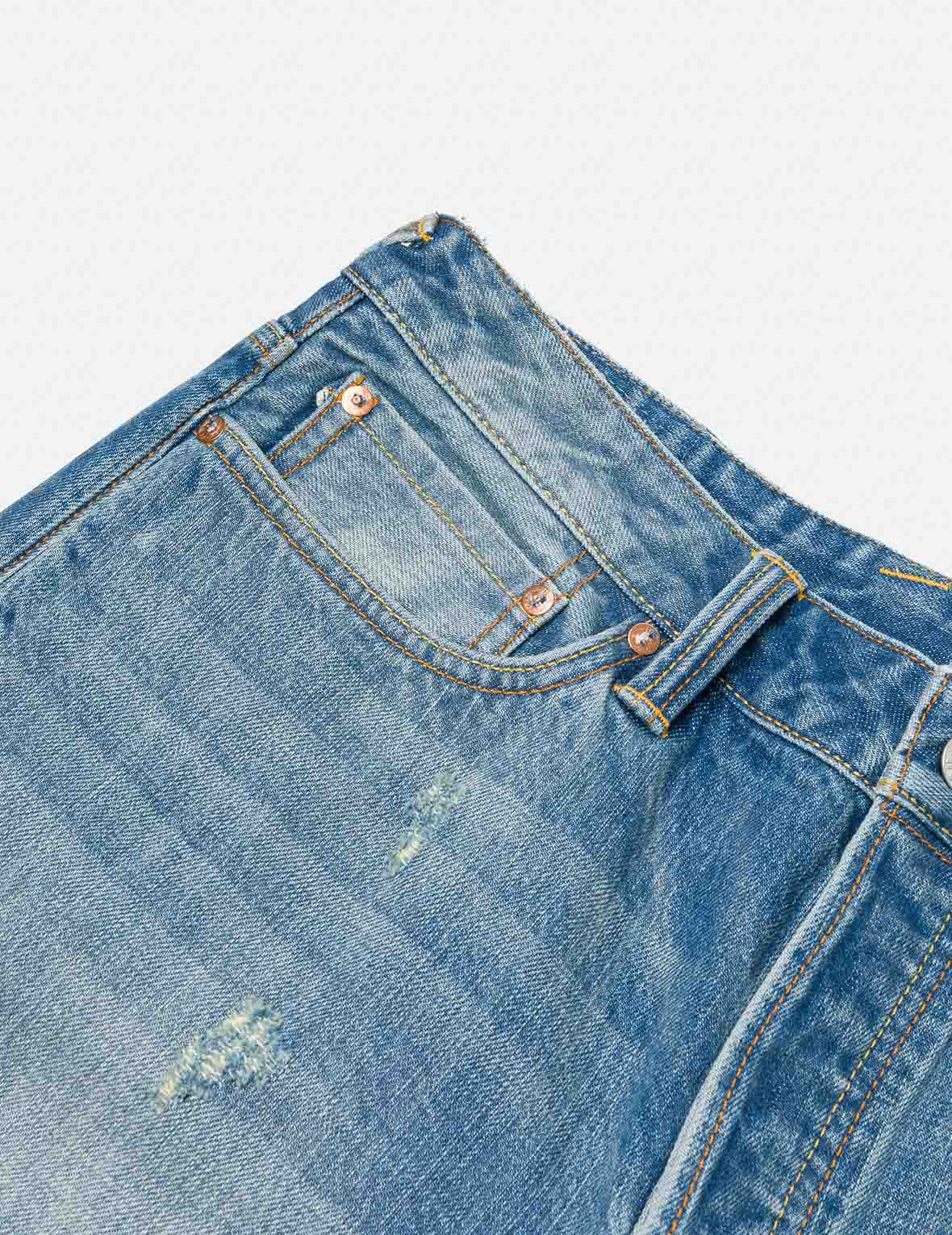 Playful Seagull and The Great Wave Print Regular Fit Denim Shorts