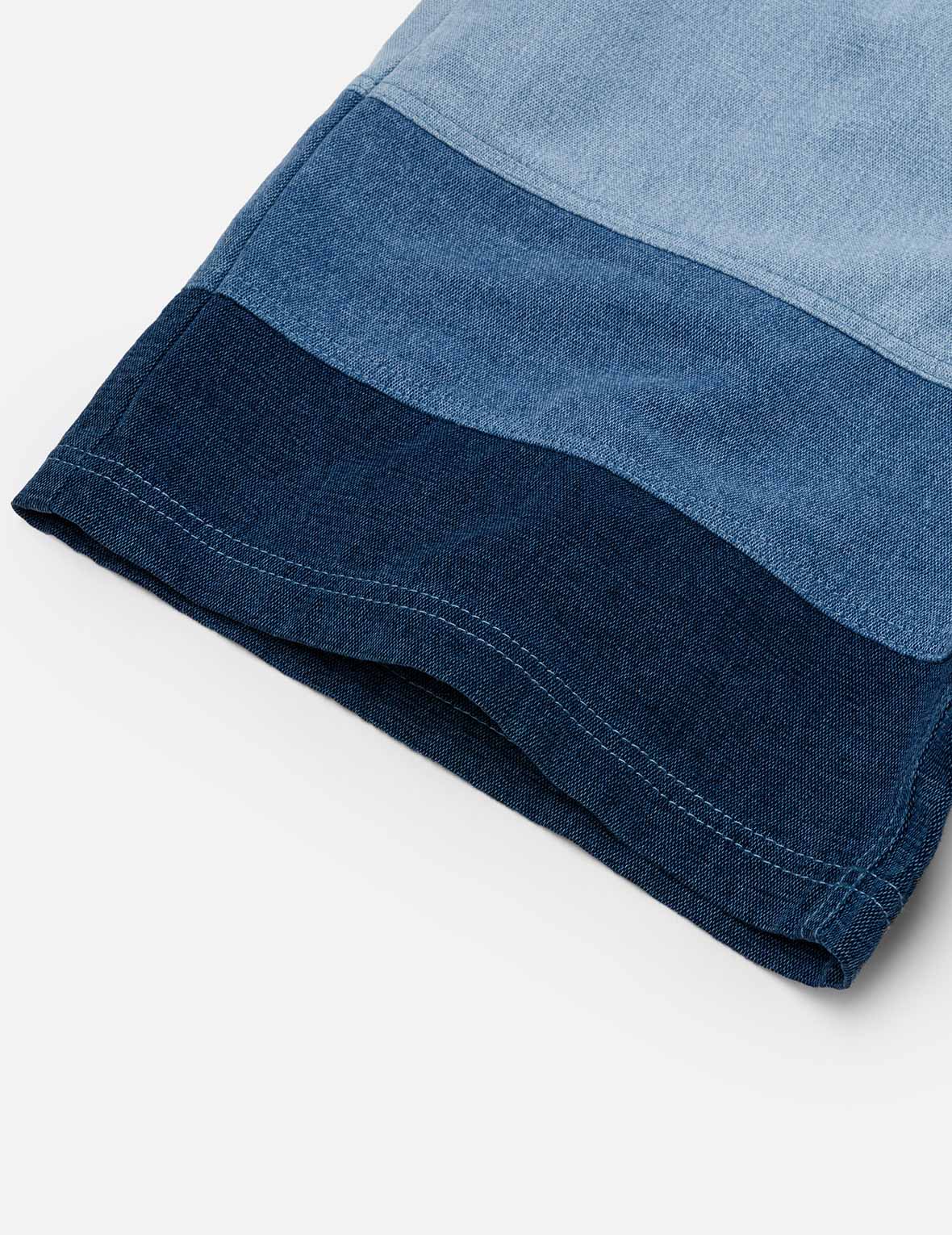 Panel Design Regular Fit Denim Shorts