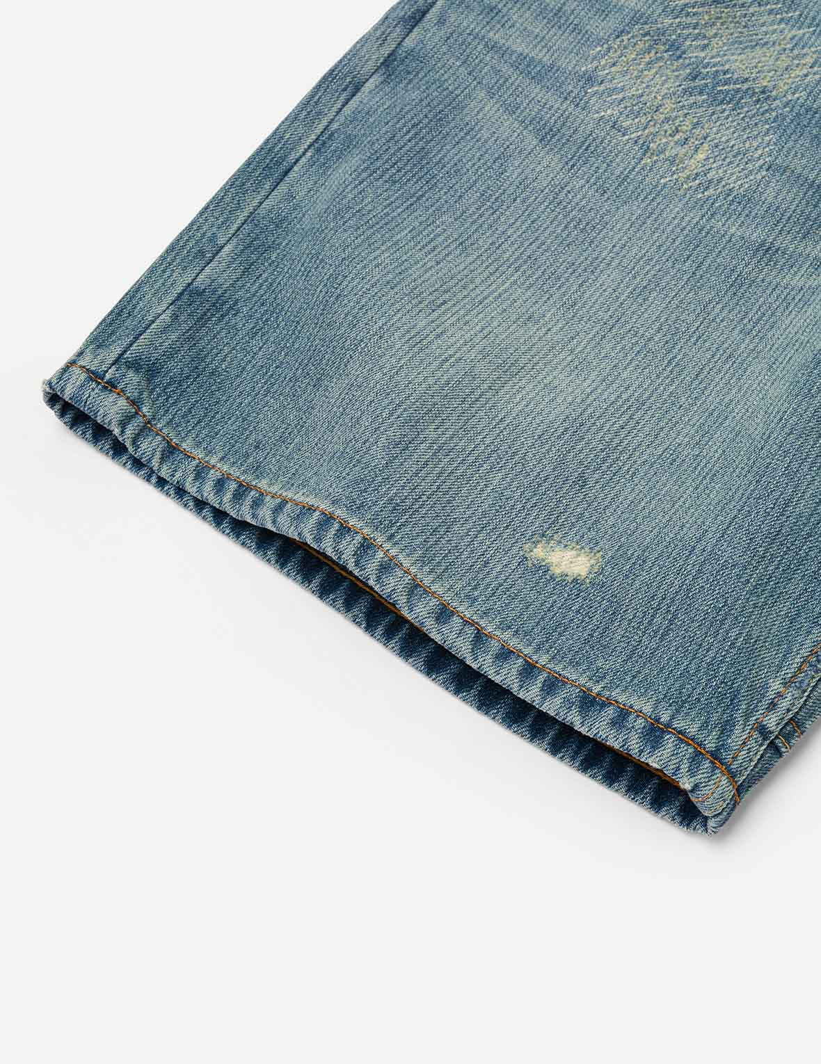 Seagull Print Regular Fit Denim Shorts