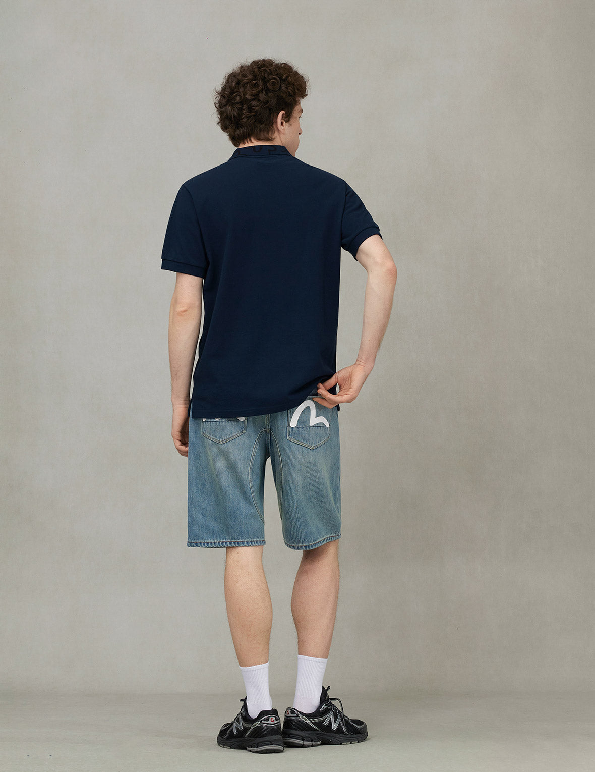 Seagull Print Regular Fit Denim Shorts