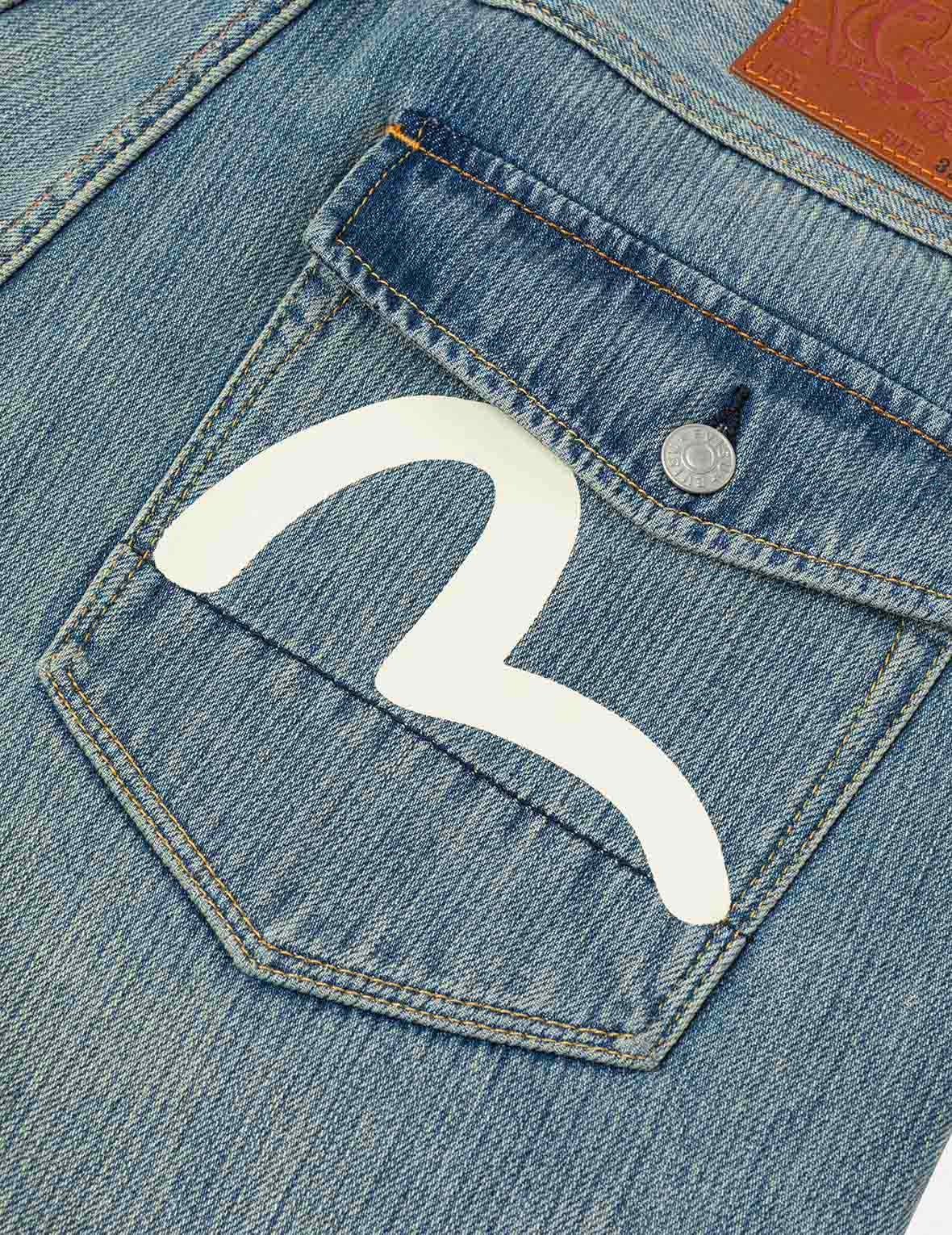 Seagull Print Regular Fit Denim Shorts