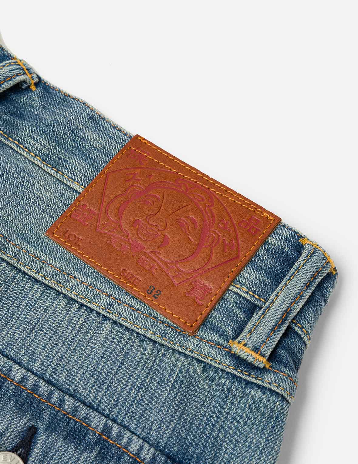 Seagull Print Regular Fit Denim Shorts