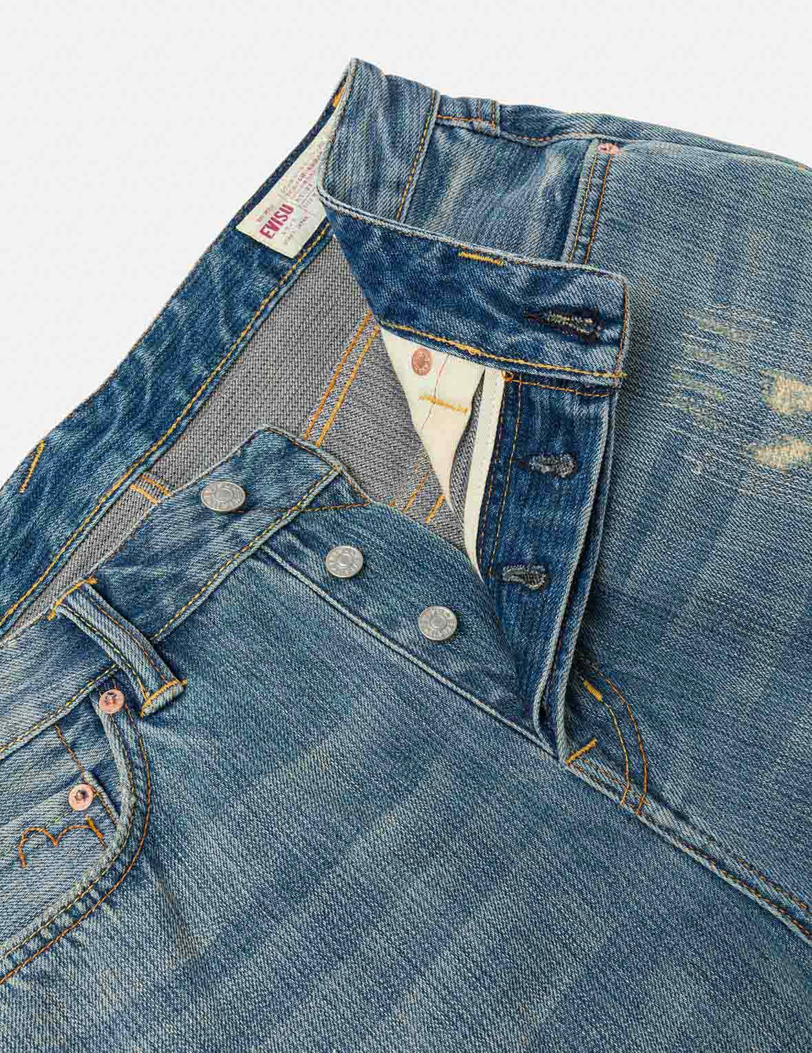 Seagull Print Regular Fit Denim Shorts