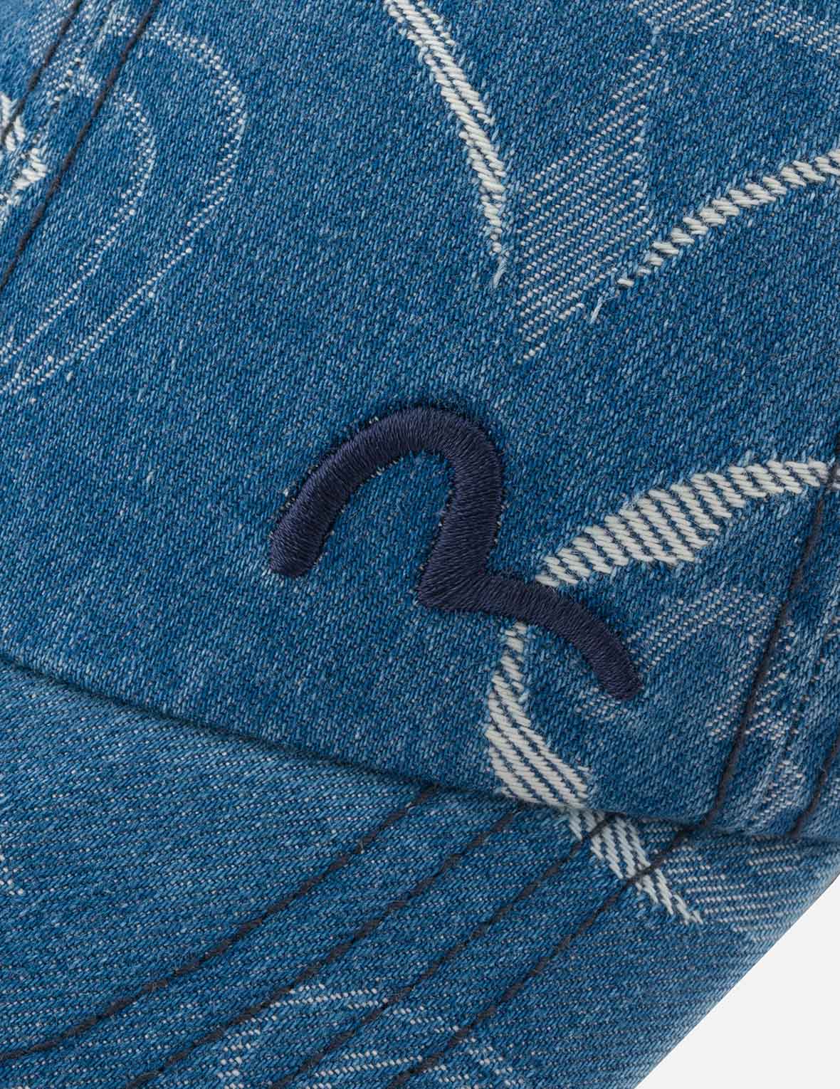 Allover Kamon Jacquard Denim Cap