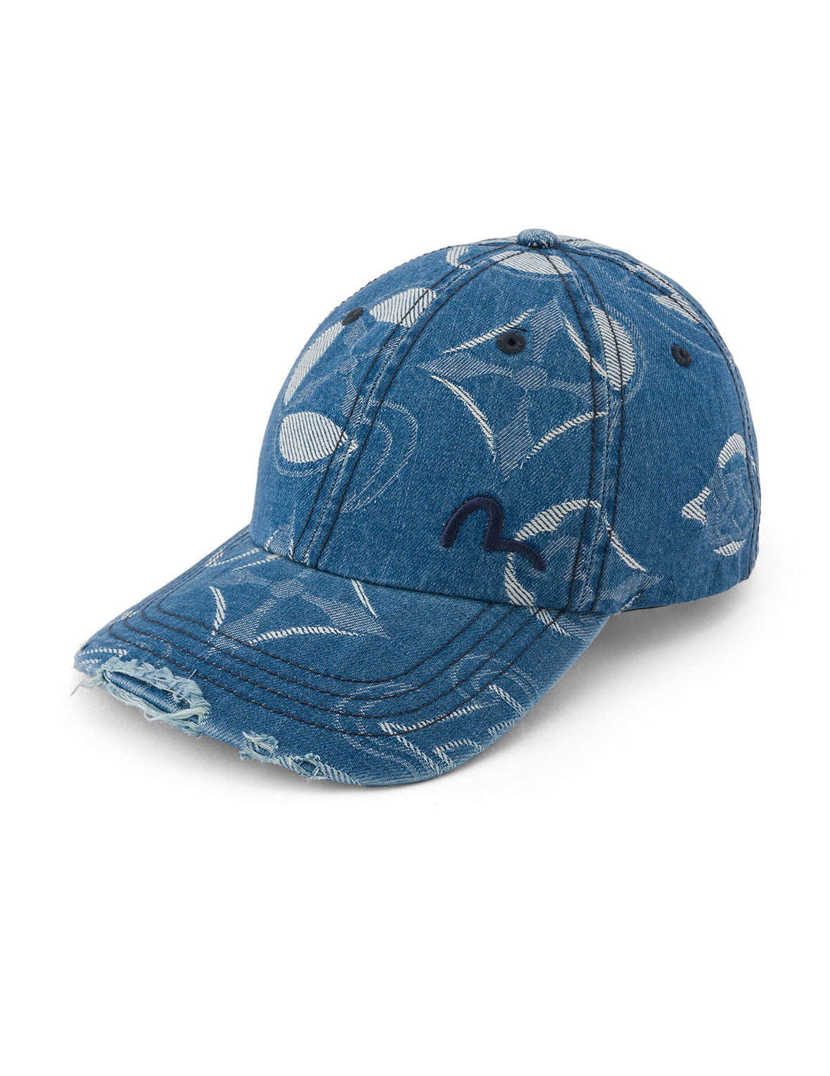 Allover Kamon Jacquard Denim Cap
