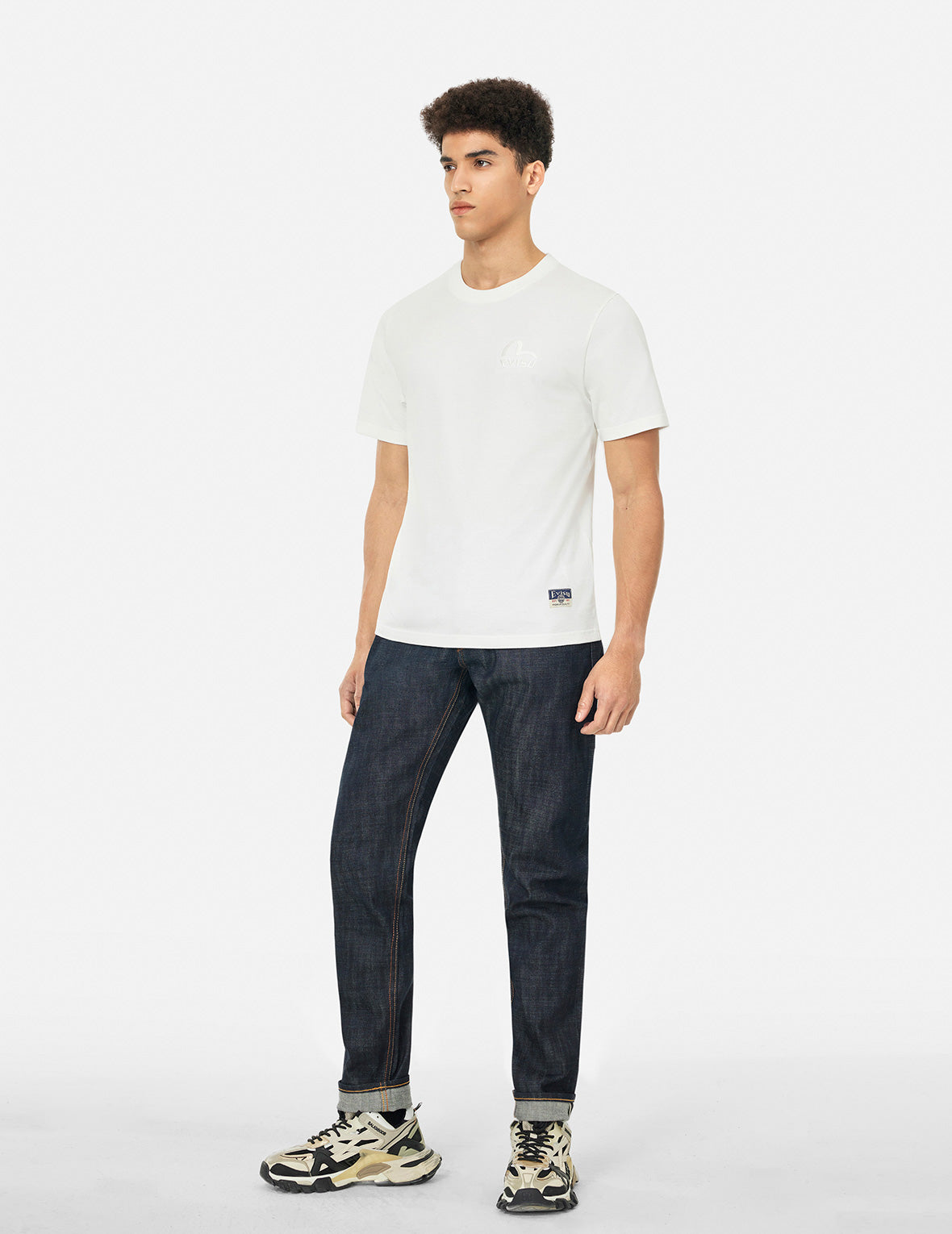 7口袋设计窄脚原色牛仔裤 #2017