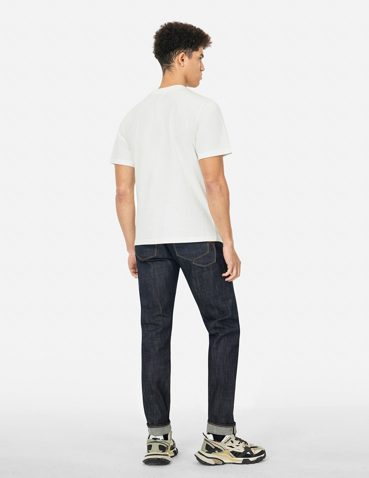 7口袋设计窄脚原色牛仔裤 #2017